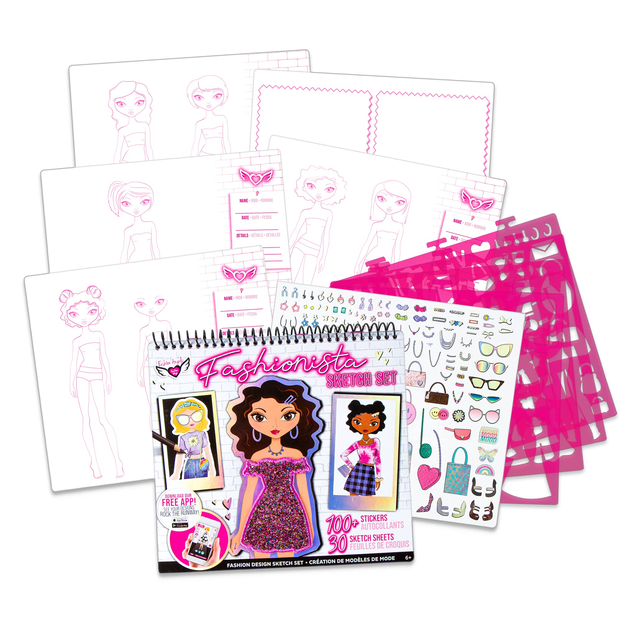 Fashion Angels Fashion Design Sketch Portfolio - Sketch Book for Beginners, Sketch  Pad with Stencils and Stickers for Kids 6 and Up, Brown(Covers May Vary)