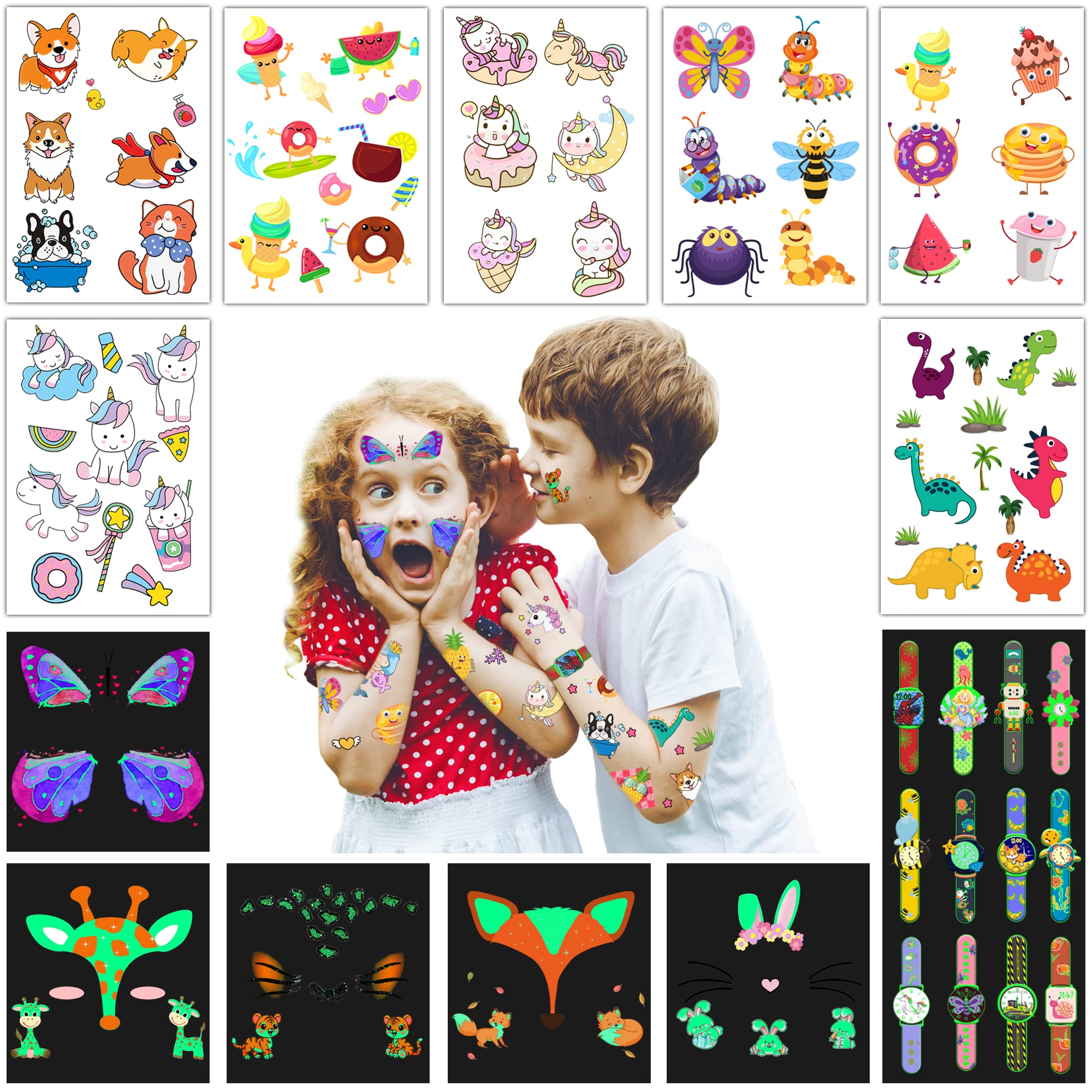 70pcs - 5 Sheets Animal Temporary Face Tattoo Sticker Set for Kids