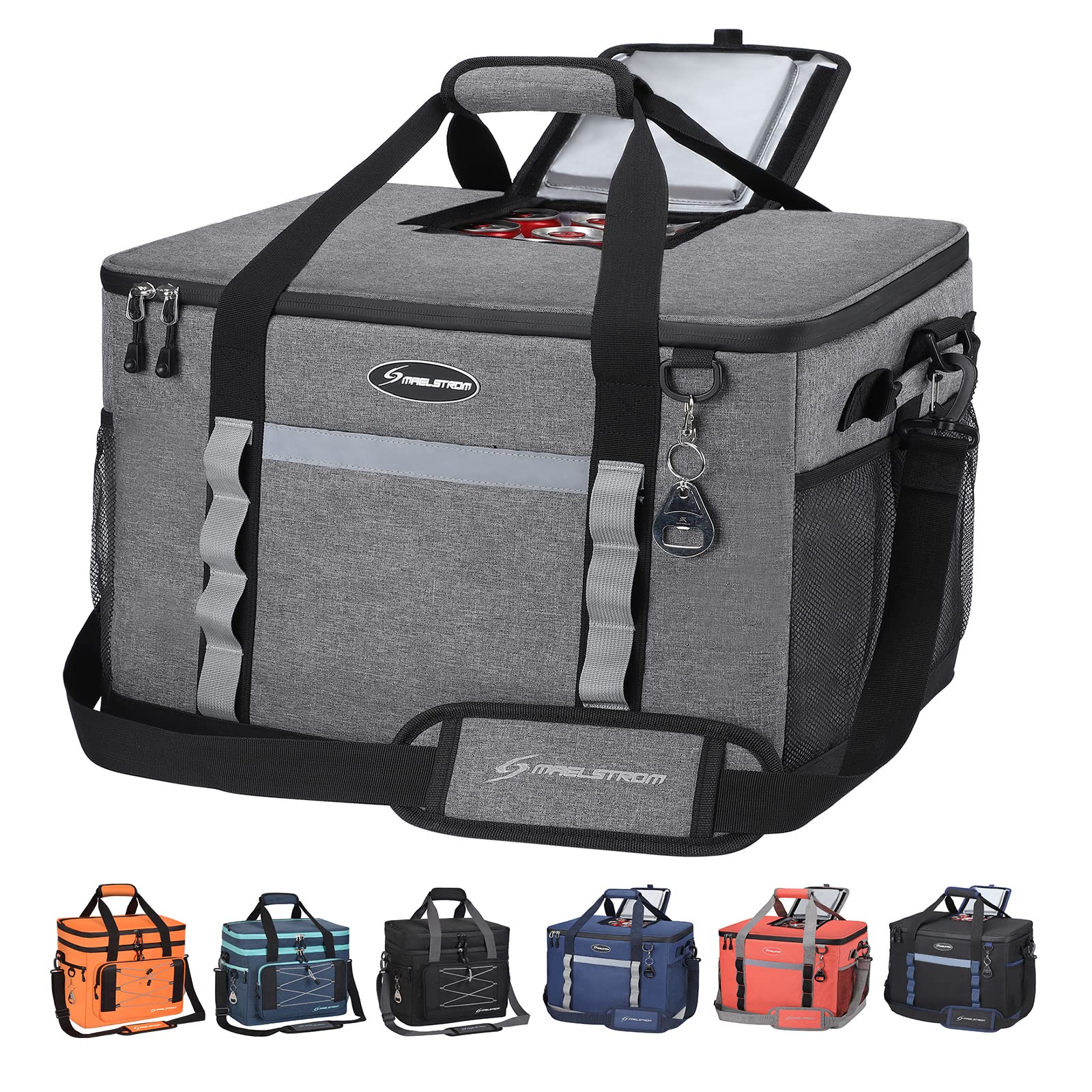 CleverMade Collapsible Cooler Bag: Insulated Leakproof & Maelstrom  Collapsible Soft Sided Cooler - 60 Cans Extra Large Lunch Cooler Bag  Insulated
