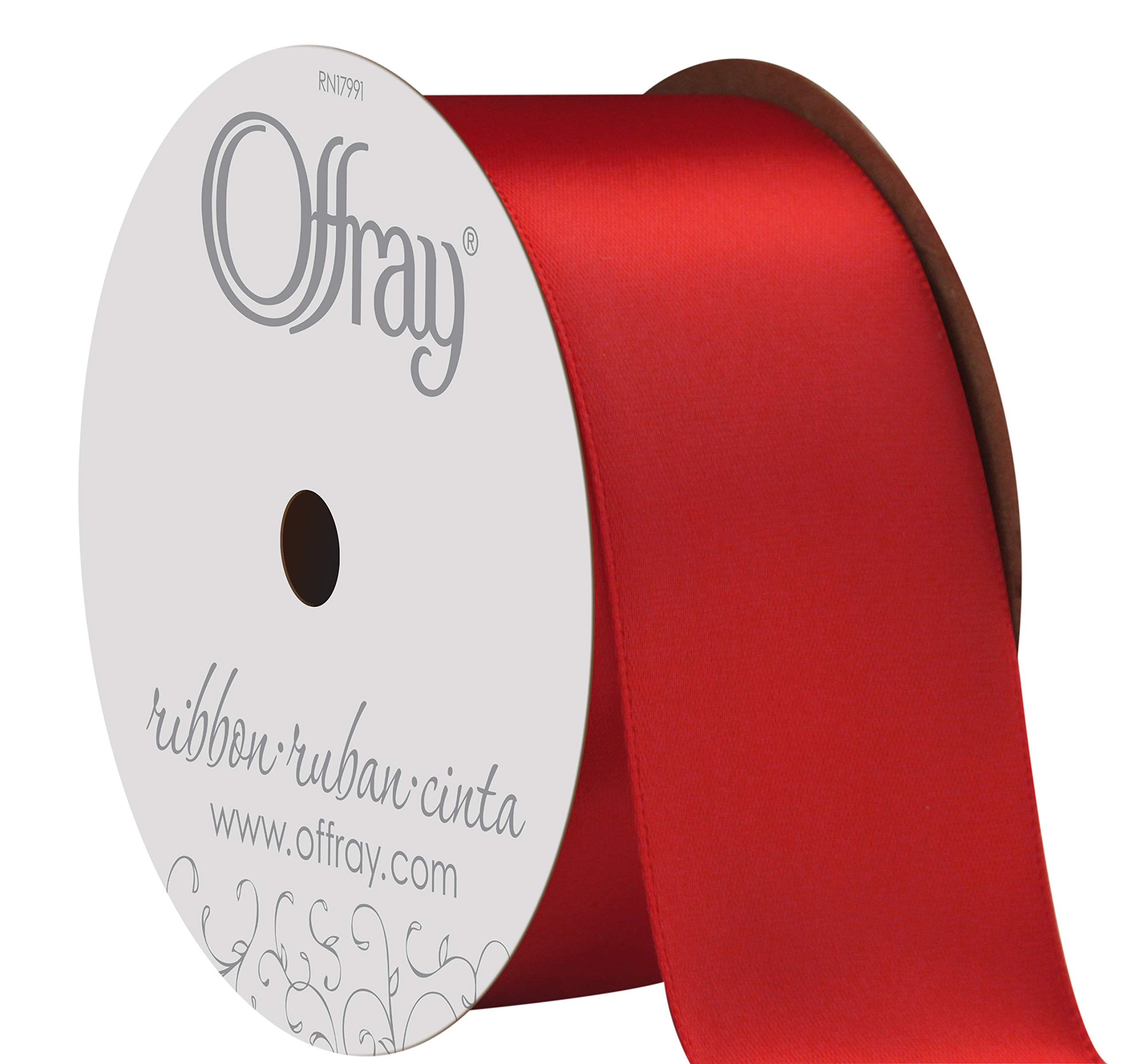 Berwick Offray 284933 1.5 Wide Double Face Satin Ribbon Red 3 Yds 1-1/2 Inch  x 12 Feet Red Solid