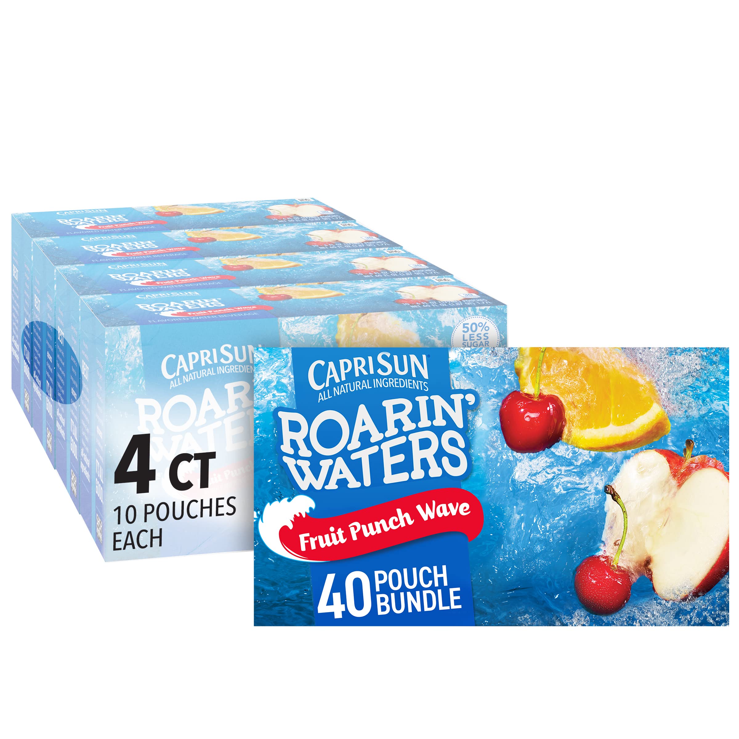 Modieus Actief Sociaal Capri Sun Roarin' Waters Fruit Punch Wave Naturally Flavored Water Beverage  (40 ct Pack, 4 Boxes of 10 Pouches)