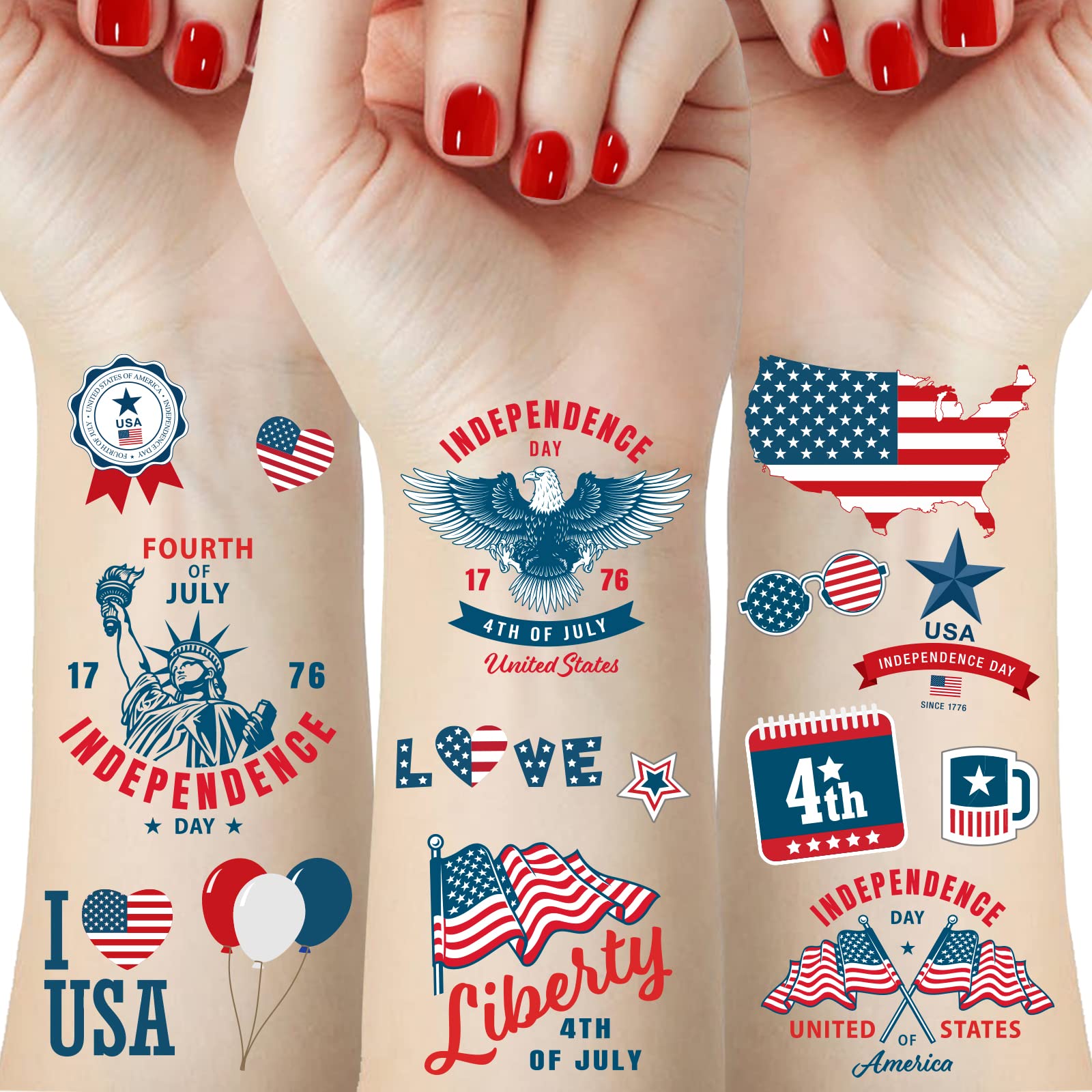 Buy USA Flag Tattoos Patriotic Stickers Independence Day July 4th Party  Decoration Body Art Fake Temporary Tattoos Decals for Women Men Girls Kids  Face Arm Skin Decor Supplies 31 Patterns Online at