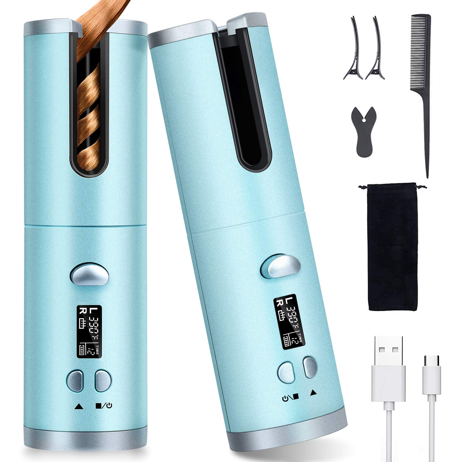 Unbound Cordless Automatic Hair Curler, Anti-Tangle Wireless Auto Curling  Iron Wand,Portable USB Rechargeable Spin