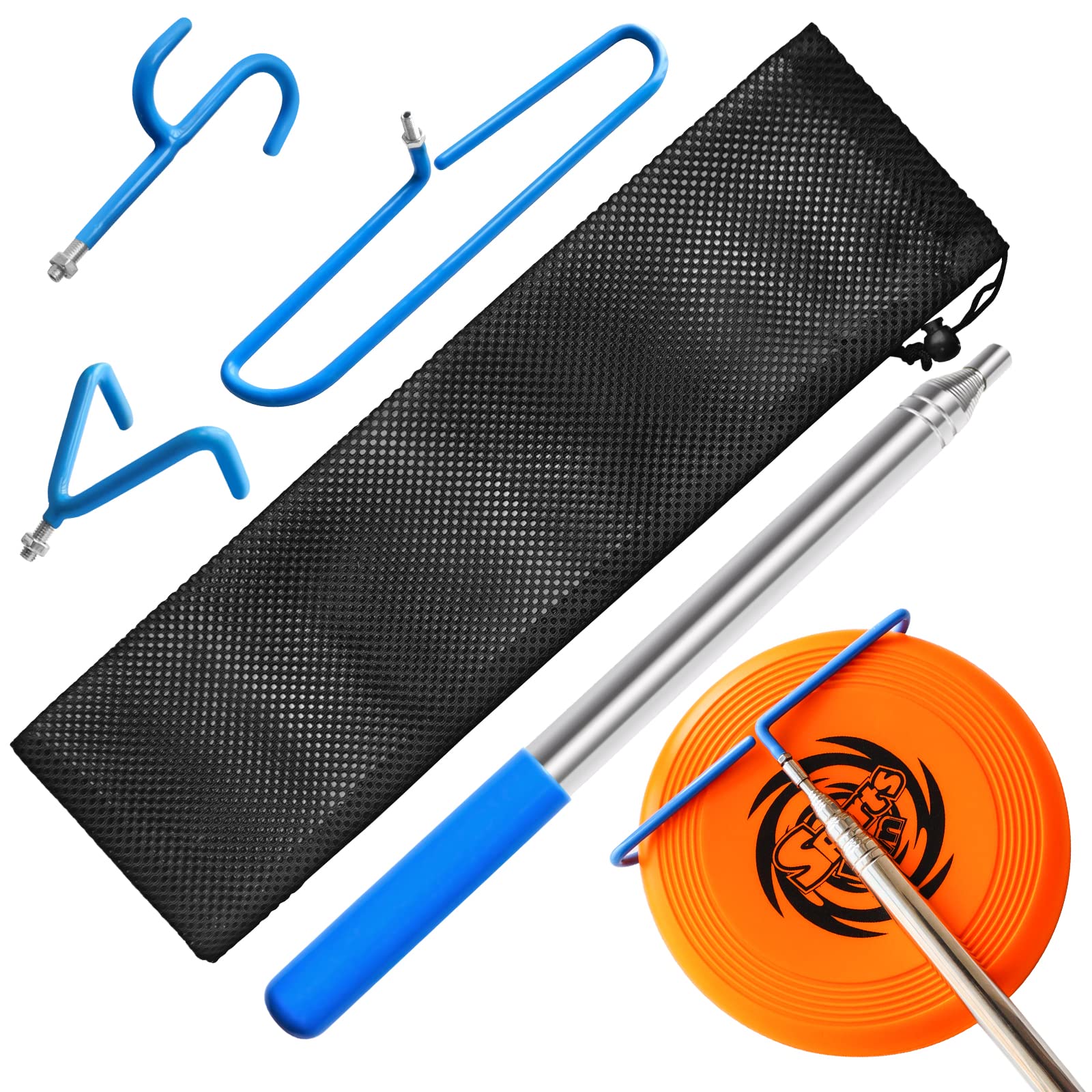 Disc Golf Retriever Pole Telescopic Grabber with 3 Hooks for Water