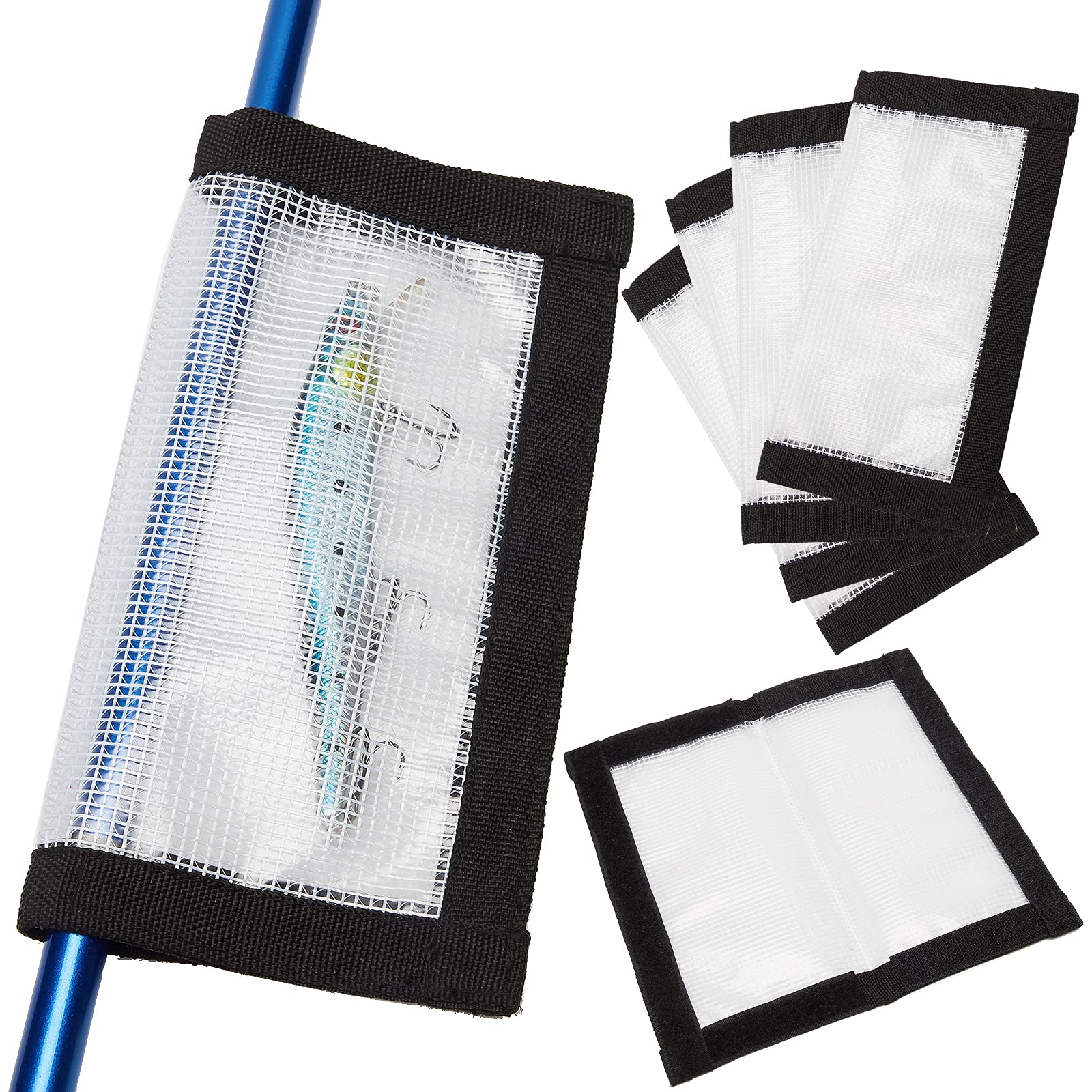 MOOCY Fishing Lure Covers for Rod, Fabric Hook Protectors Wraps (Clear -  4PK) Black - 4PK
