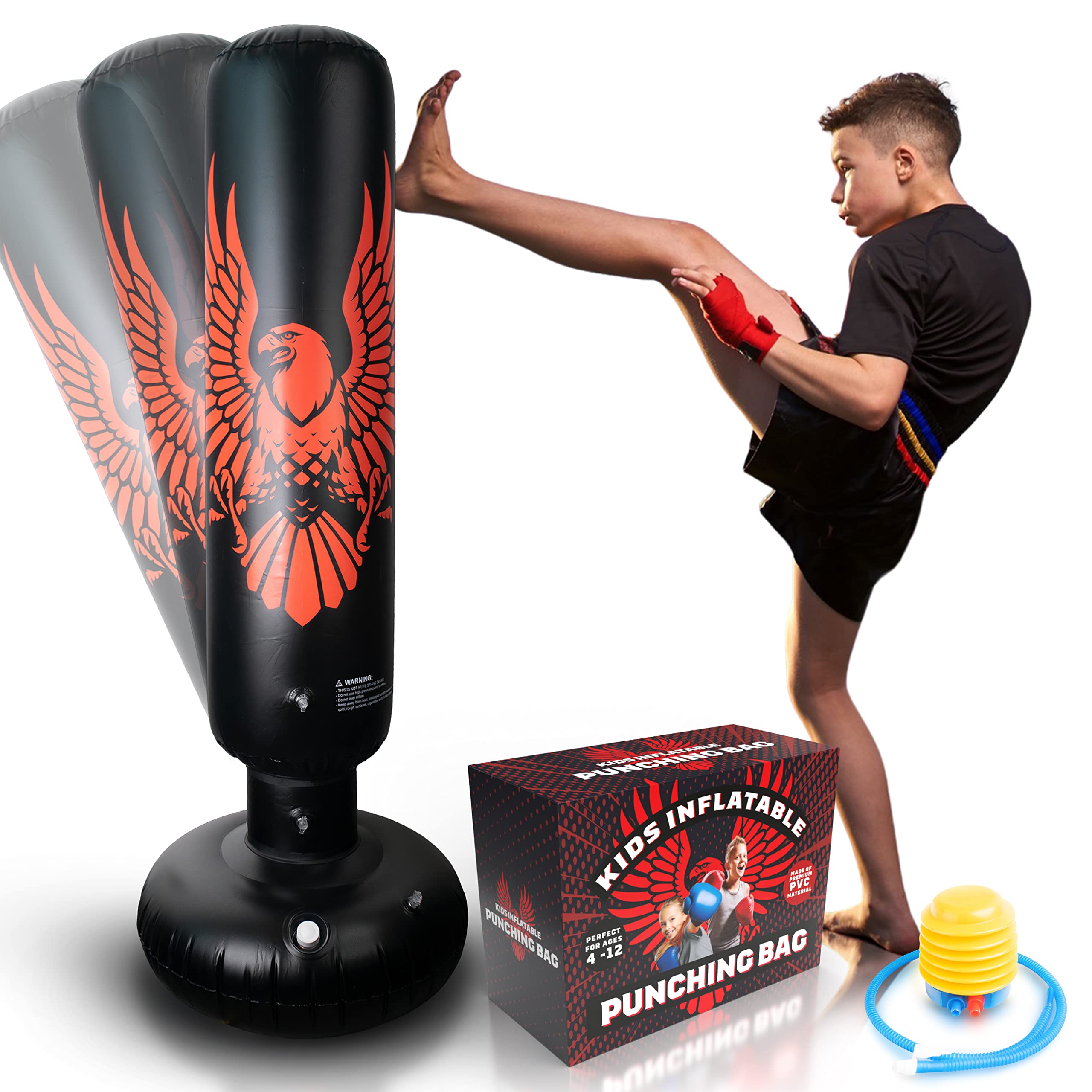 Inflatable Punching Bag for Kids - 63 Inflatable Kid Boxing Bag - Children  Sports Toy Free Standing Bounce Back Tumbler for Sparring Boxing Bag