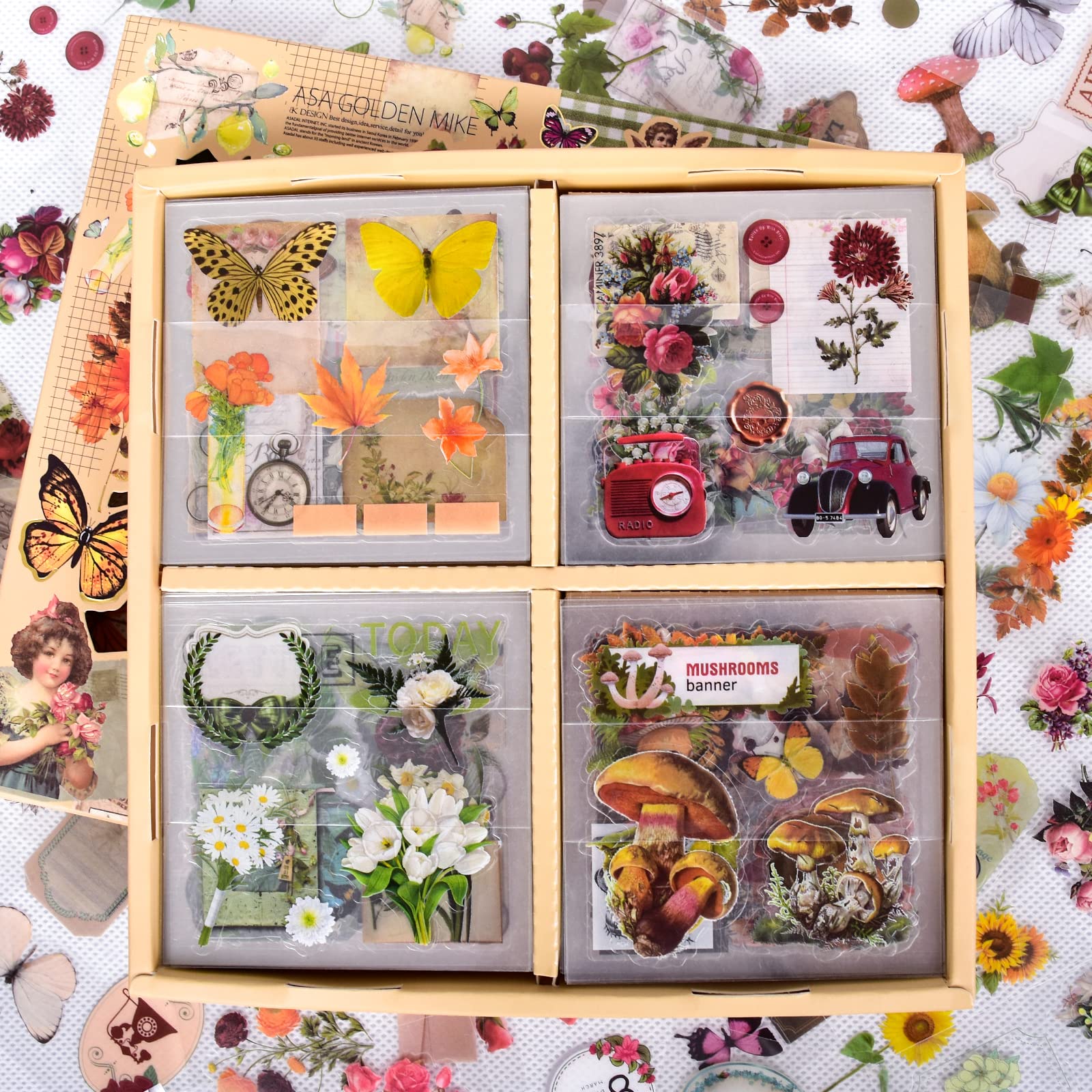 Vintage Style Flower Stickers for Scrapbook and Junk Journal