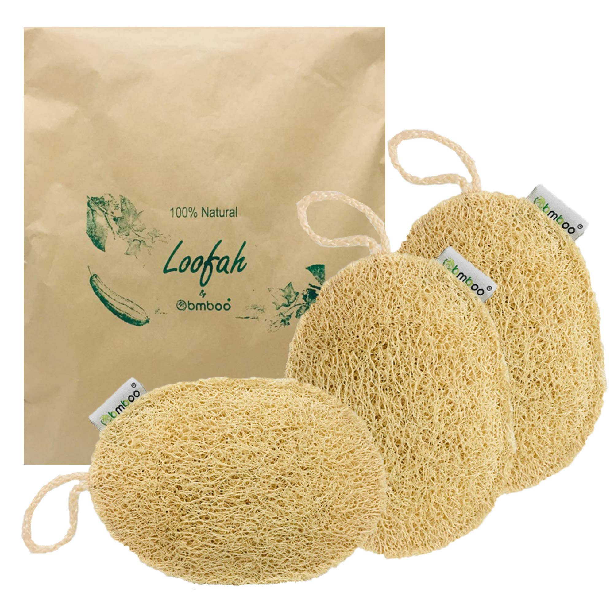 100% Natural Loofah Exfoliating Sponge (3 Pack) - Loofah Body