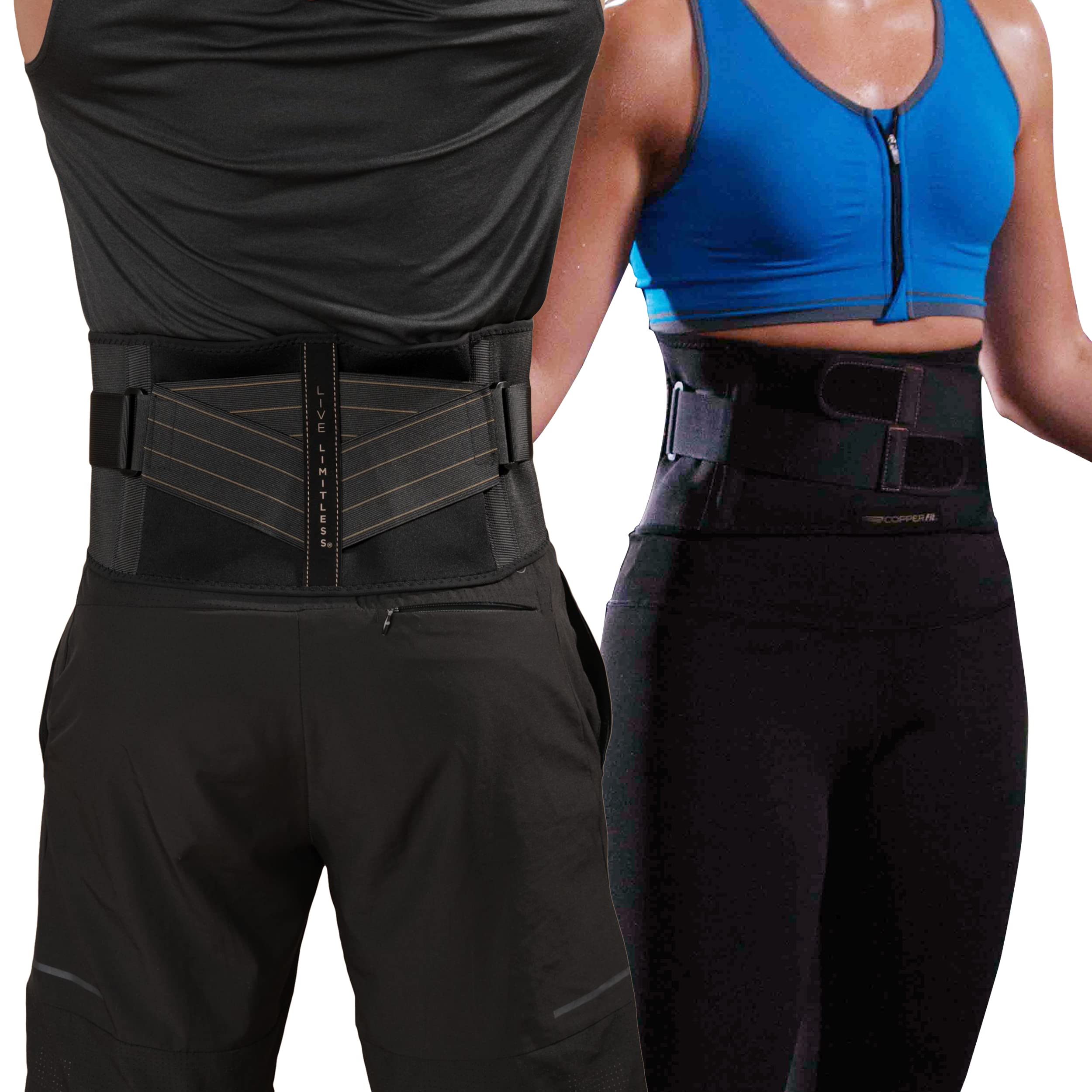 Copper Fit Unisex Adult Rapid Relief Back Support Brace with Hot/Cold  Therapy Base Layer, Black, Adjustable