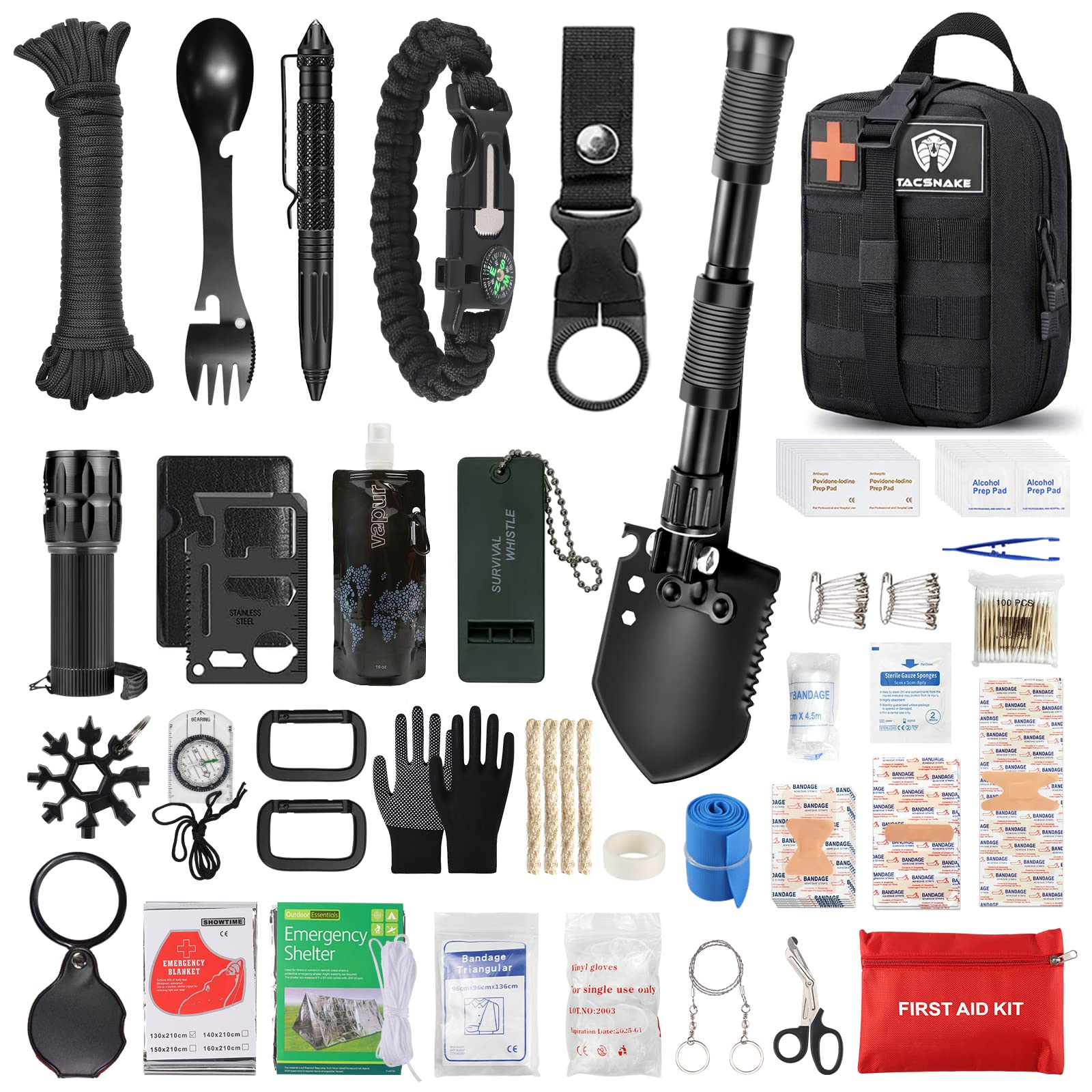 Emergency Survival Kits & First Aid Kit, Multi-Tools Survival Gear and  Equipment with Molle Pouch