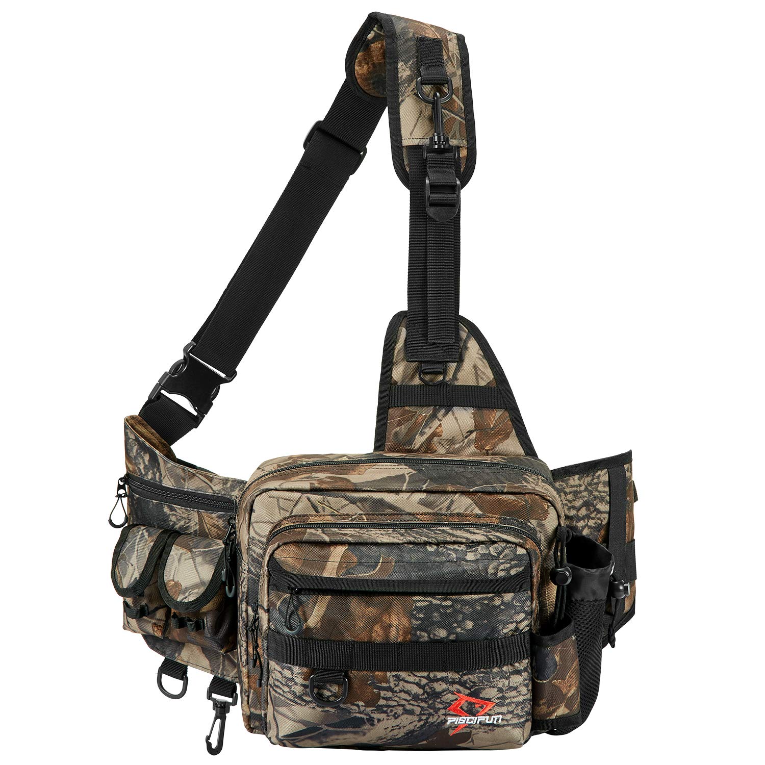 Piscifun Sling Fishing Tackle Bag, Outdoor Fishing Storage Pack,  Water-Resistant Fishing Bag Cross Body Sling