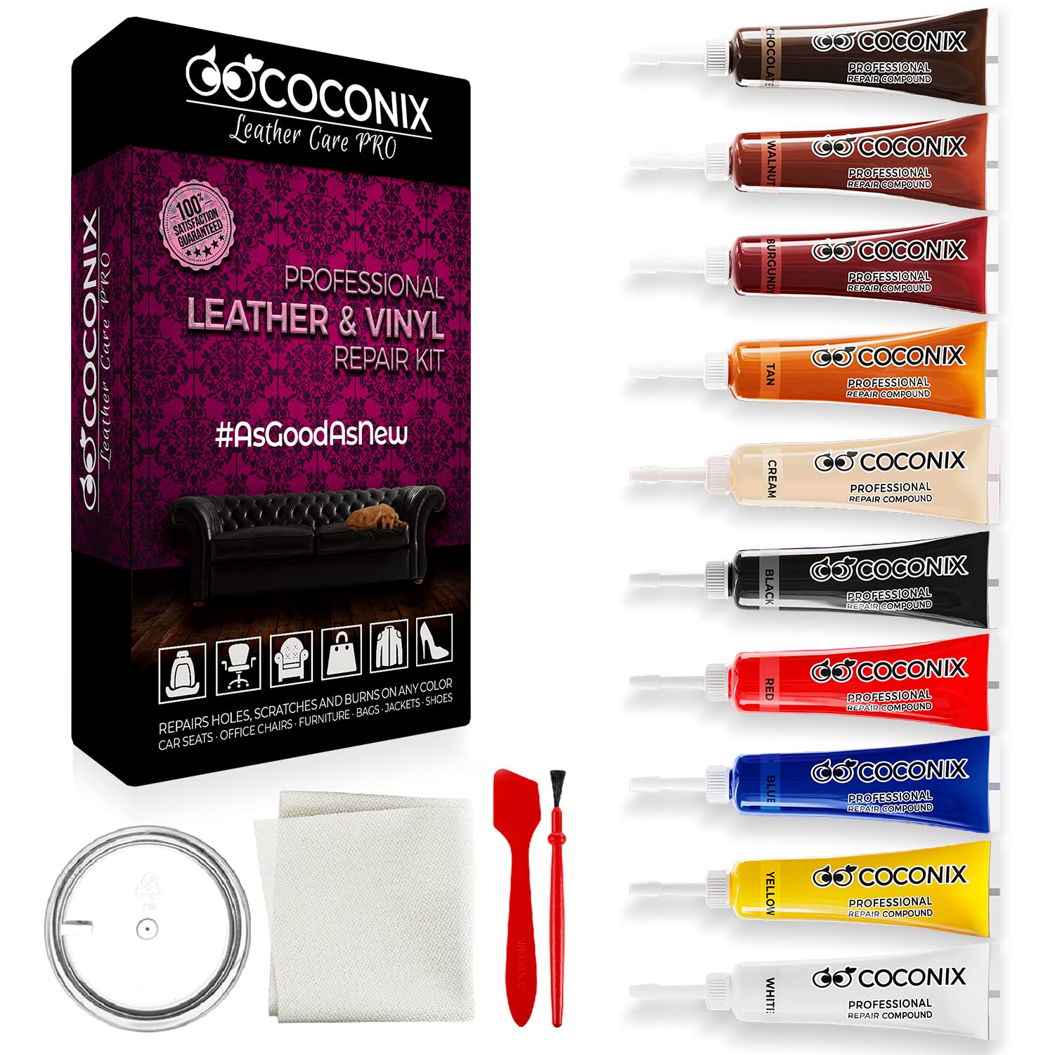 Coconix Vinyl and Leather Repair Kit - Restorer of Your Furniture, Jacket,  Sofa, Boat or Car Seat, Super Easy Instructions to Match Any Color, Restore  Any Material, Bonded, Italian, Pleather, Genuine