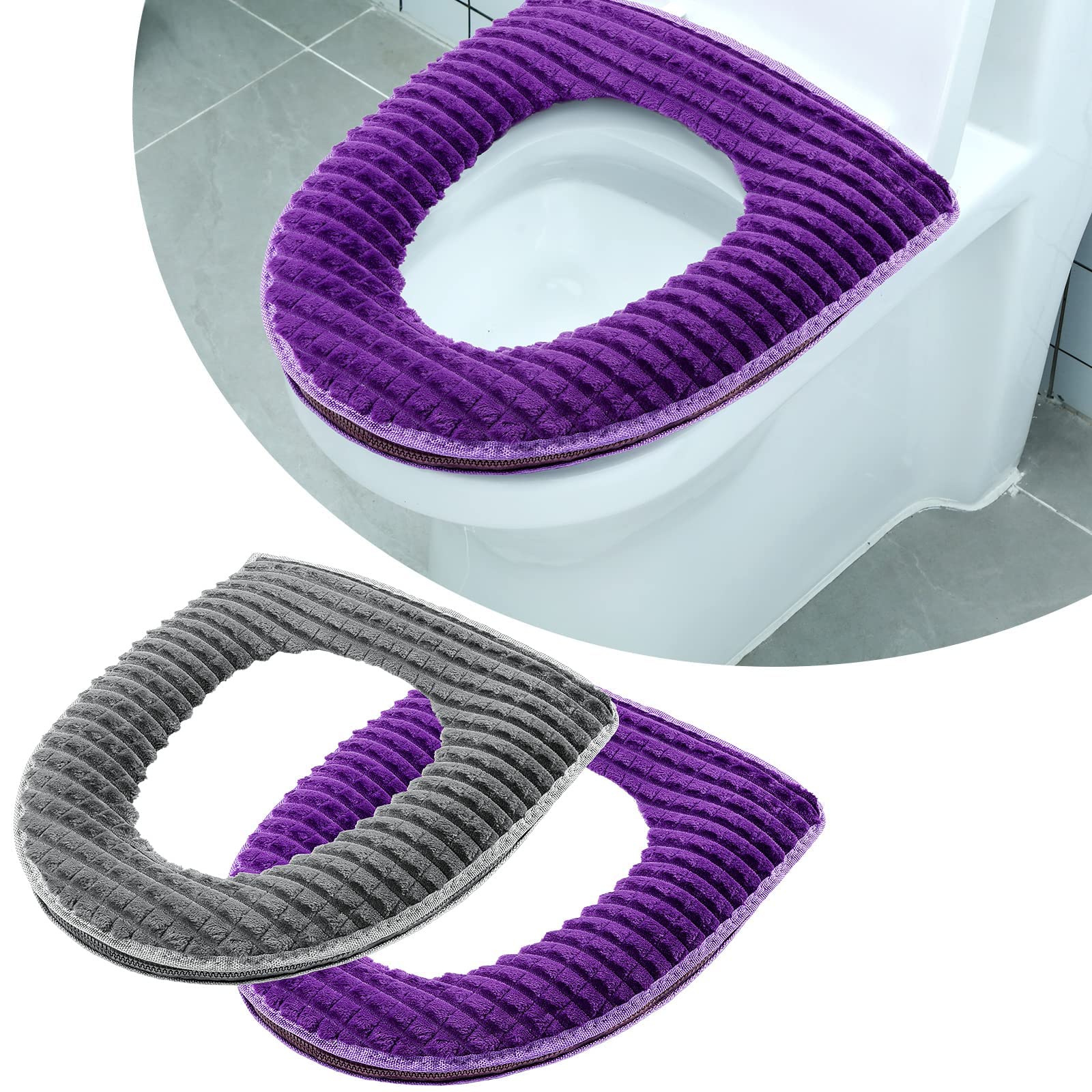 Toilet Seat Covers for Bathroom 2 Pieces Toilet Seat Cushion Cover