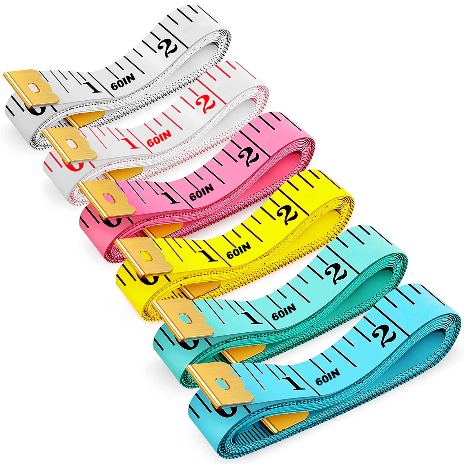 Fugacal Body Measuring Tape Tailor Measuring Tape 6Pcs Soft Tape