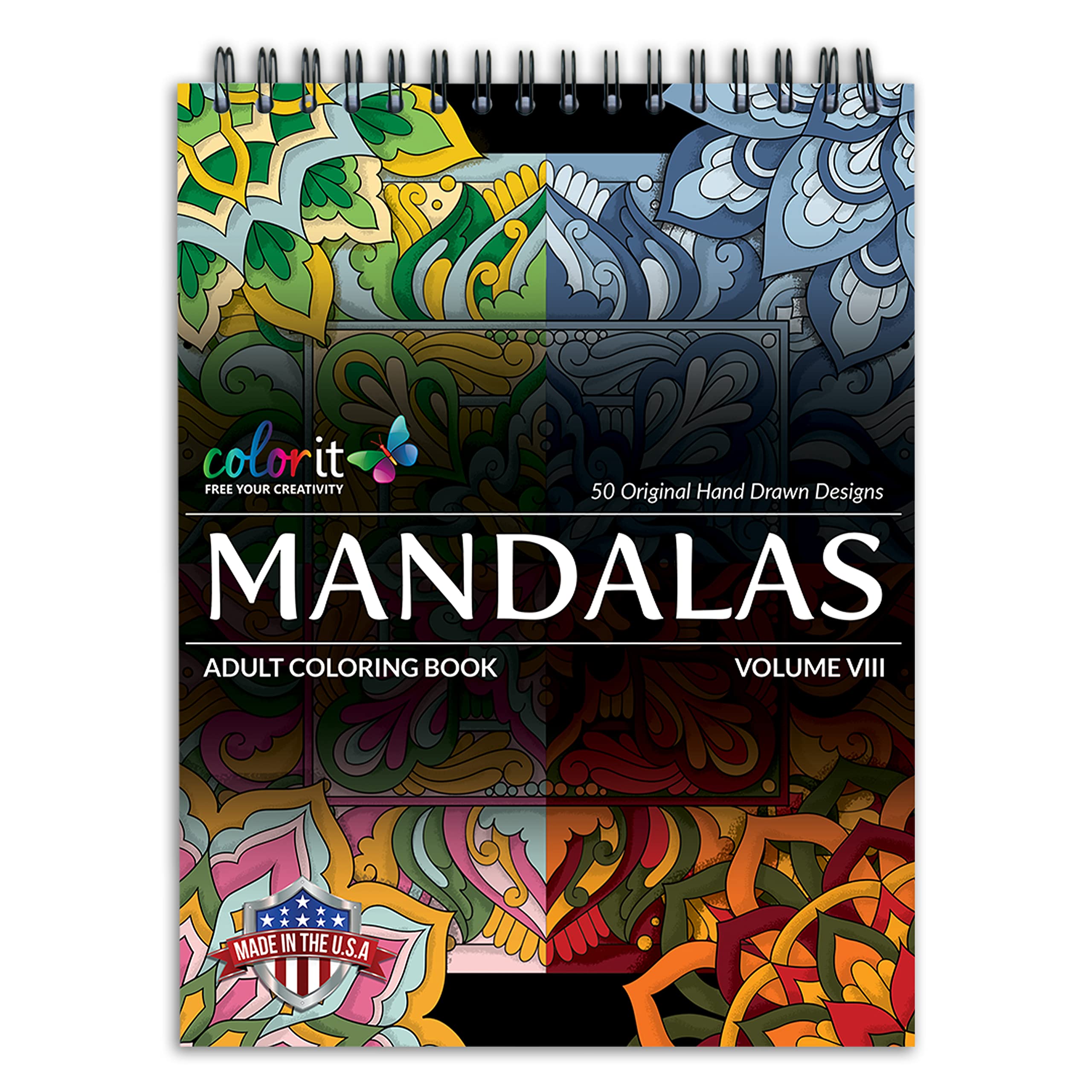 SPIRAL BOUND MANDALA COLORING BOOK - Vol.8: women coloring books