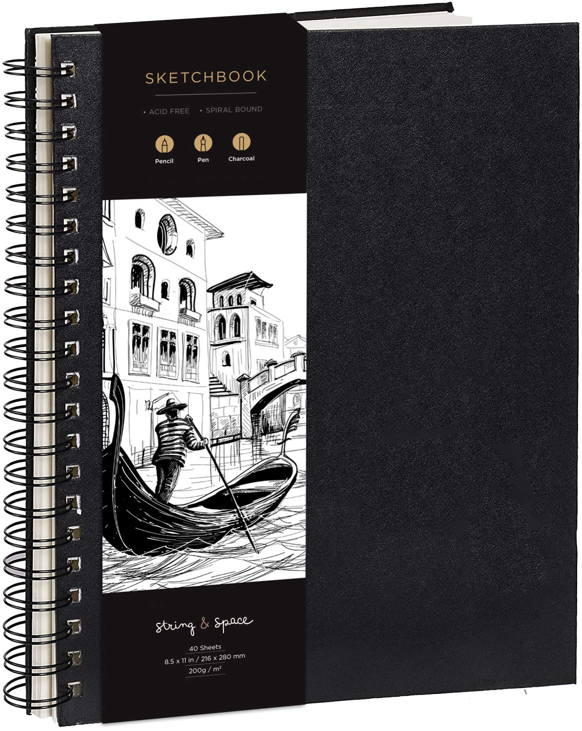 Artists Sketchbook Hardcover 200GSM Very Thick Paper Large, Spiral Sketch  Book for Drawing and Mixed Media Sketch Pad, Art Book - 8.25 x 11.4, 40  Sheets / 80 Pages 8.25x11.4
