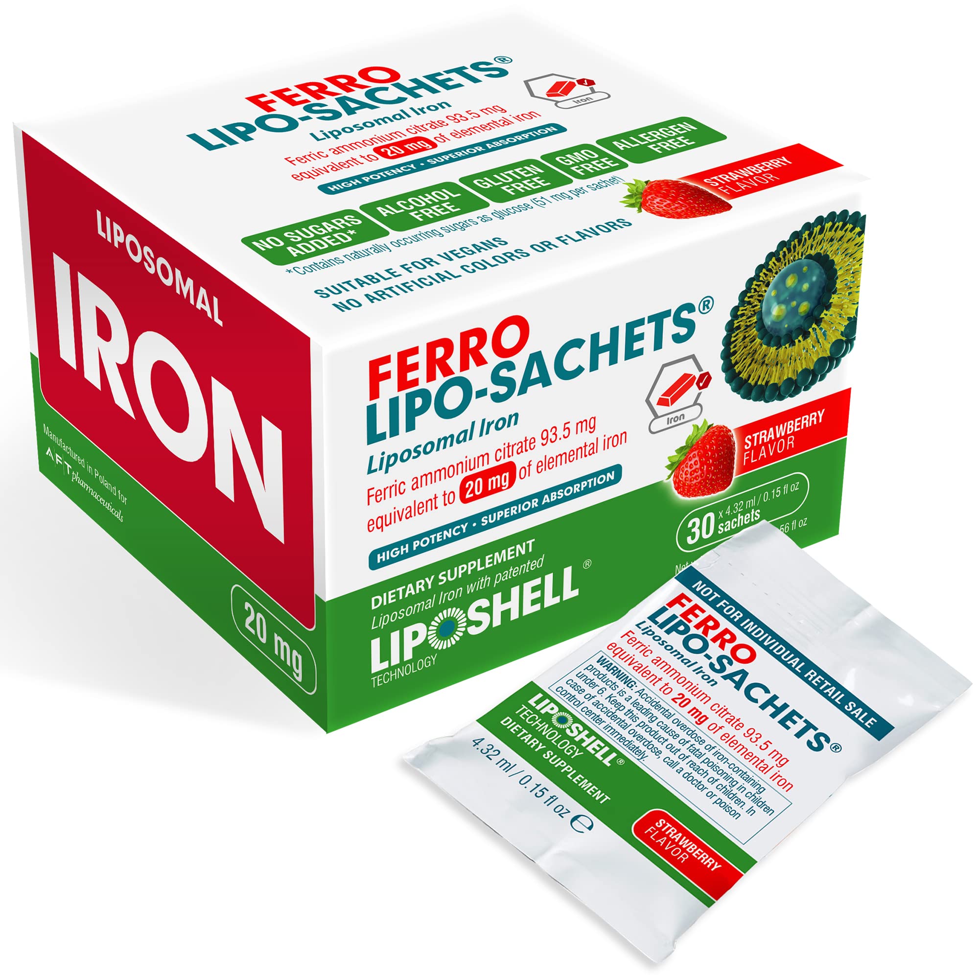 Ferro LipoSachets Liposomal Gel Liquid Iron Supplement Women & Men