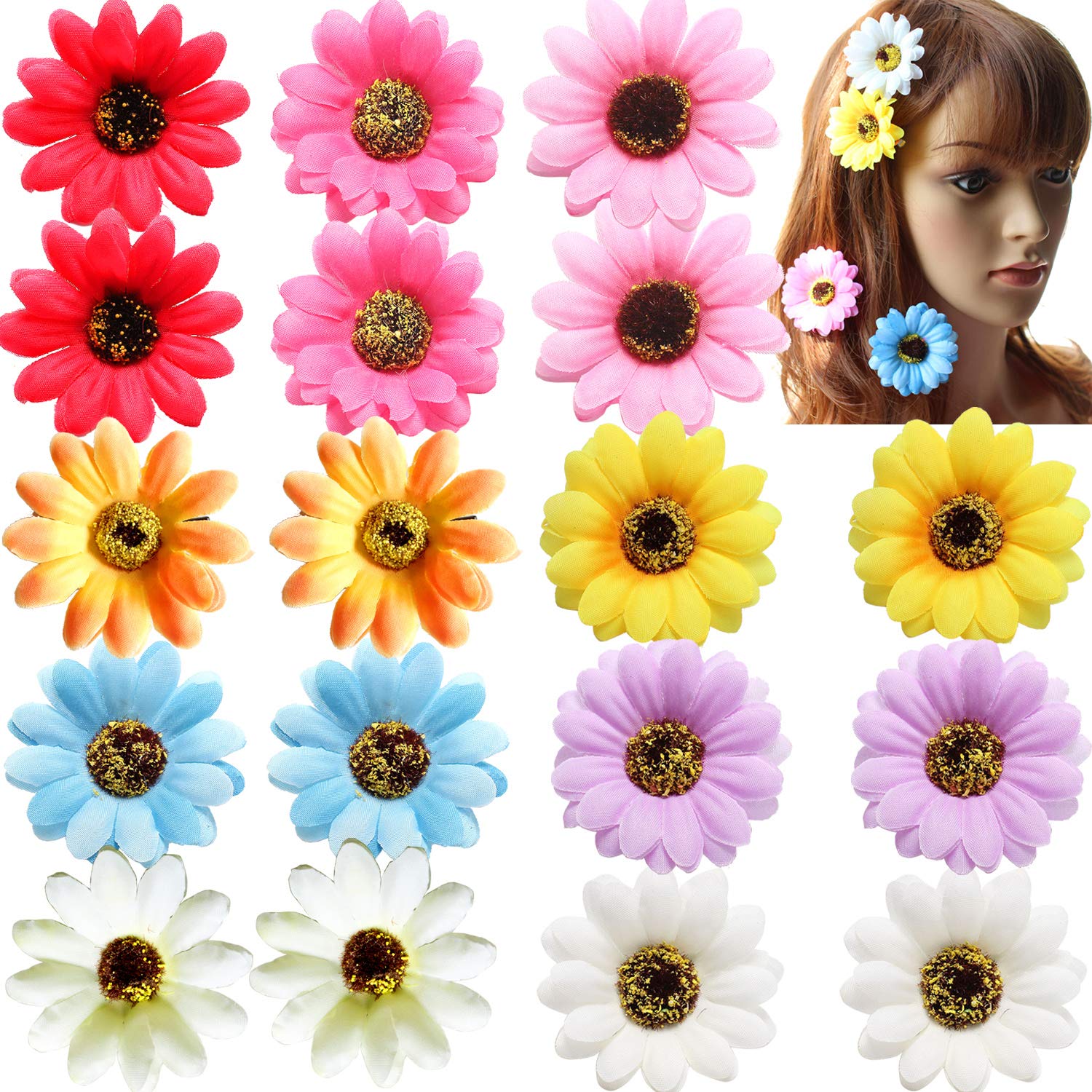 18 Pcs Daisy Hair Clips Pairs of Sweet Flower Hair Clips Suitable for Beach  Wedding Bridesmaids Brides and Flower Girl Hair Accessories Clothing  Accessories 18 Colors