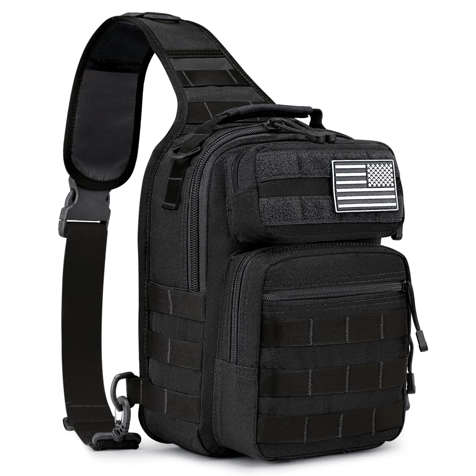 Men Tactical Sling Bag Military Chest Shoulder Molle Black Backpack Cross  Body