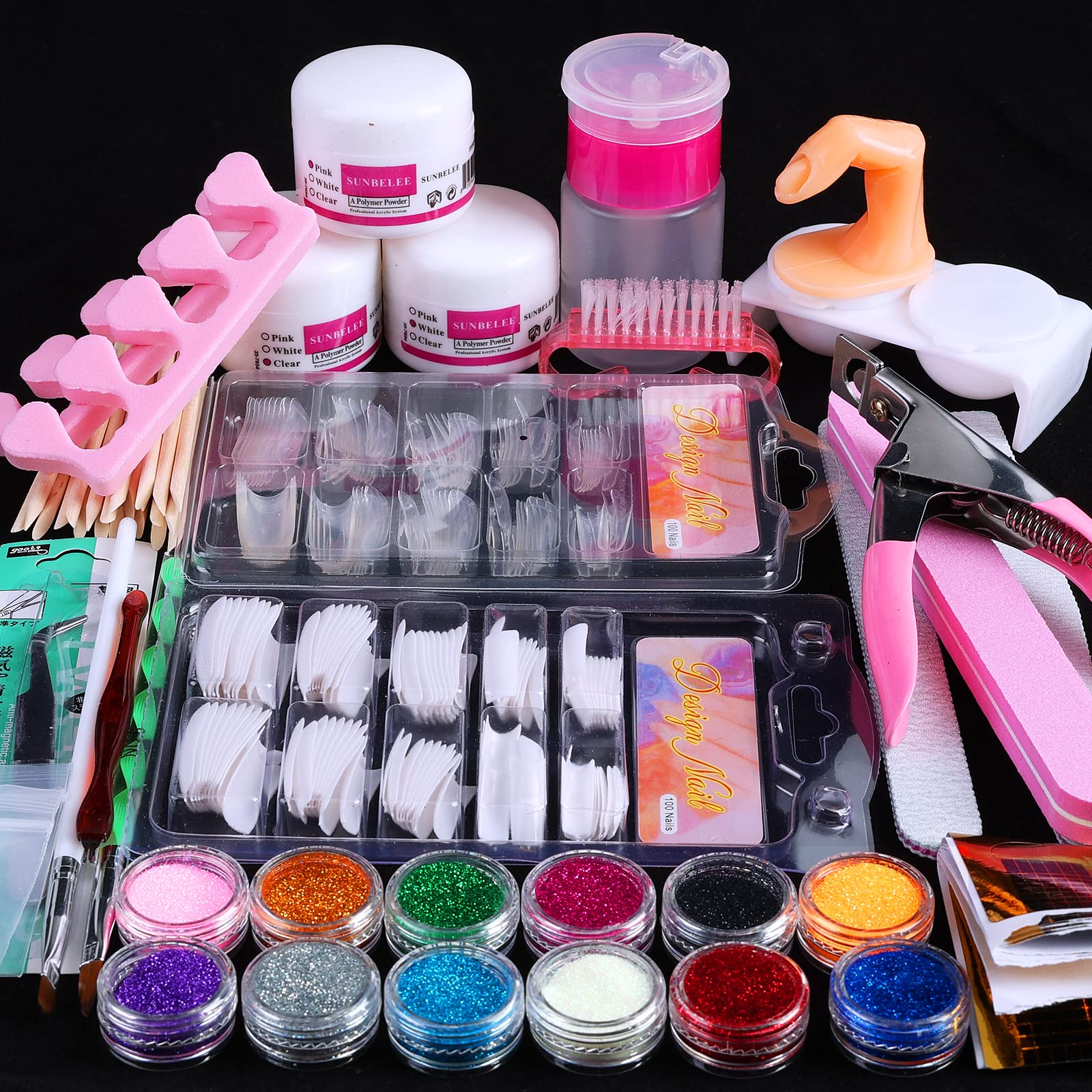 Acrylic Nail Kit Glitter Powder Monomer Liquid For Extension Carved  Decoration UV Lamp Nail Drill Machine to Remove Manicure Set - AliExpress
