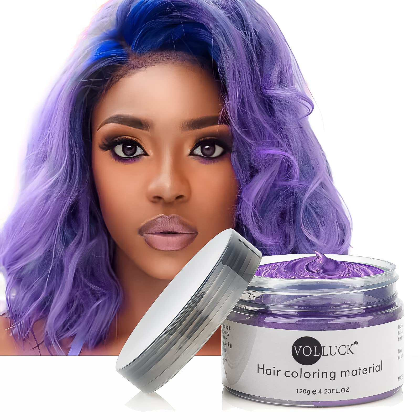 6 Colors Temporary Hair Dye Wax - 6 in 1 White Sliver Blue Purple Red Gold - Natural Matte Hairstyle Fashion DIY Hair for Party, Cosplay, Other