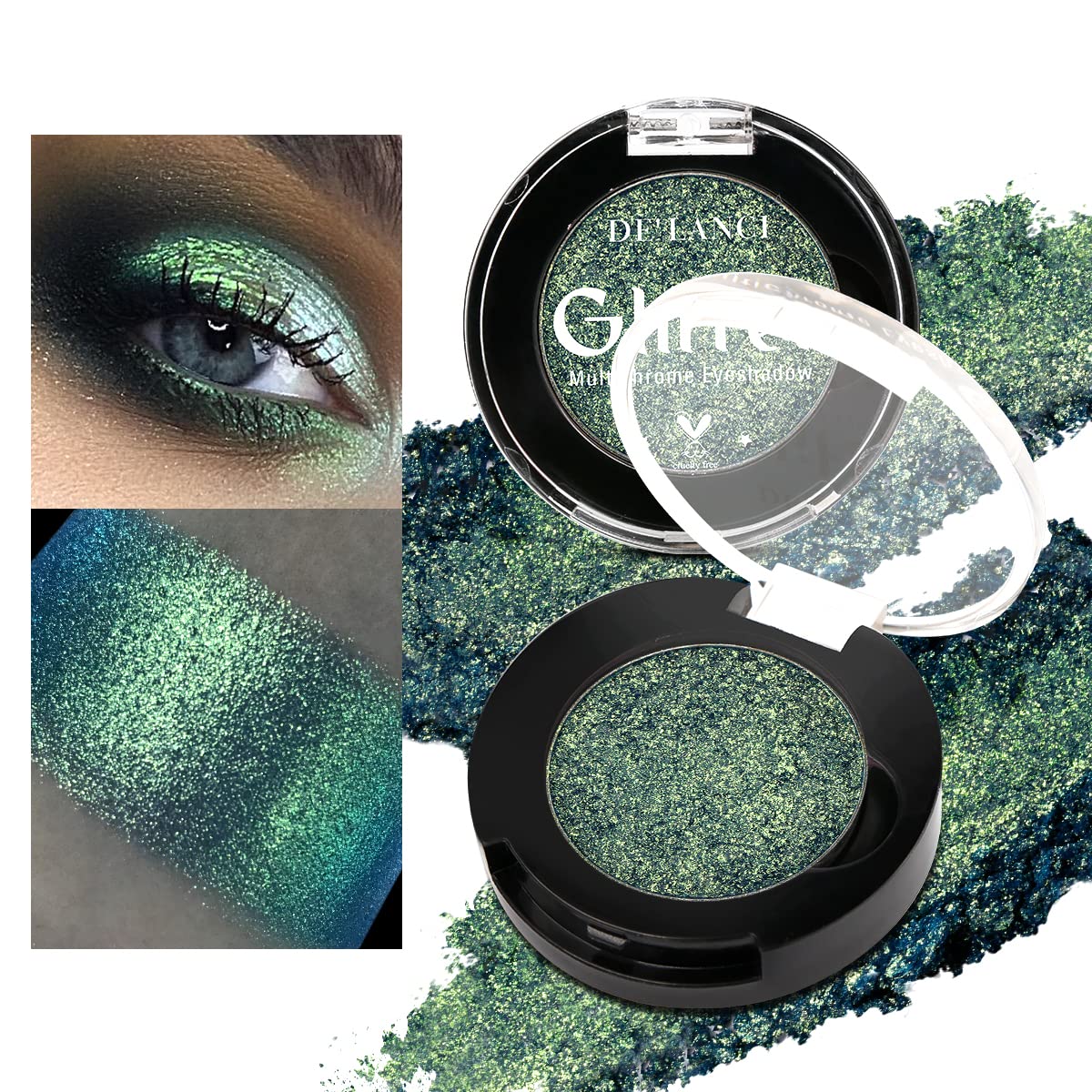 Glitter Holographic Eyeshadow for Blue Eyes DE'LANCI Chameleon Eye