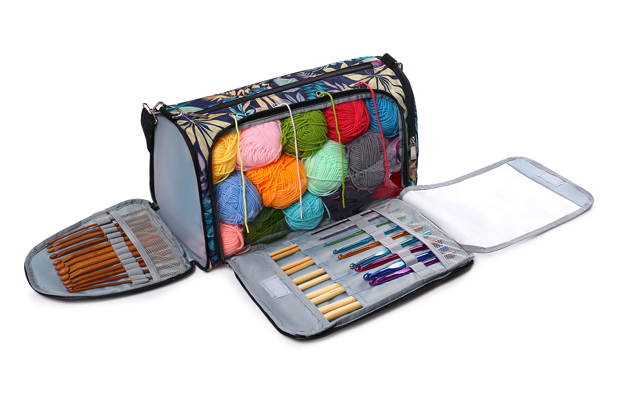 MZCXMAO Knitting Bag Crochet Storage Organizer Large Crochet Bag