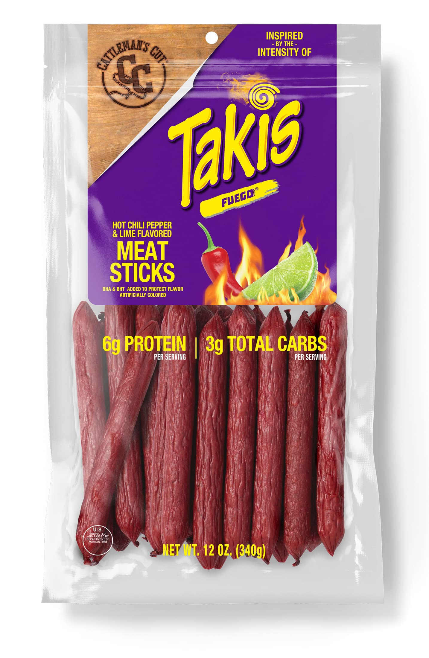Cattleman's Cut Takis Fuego Meat Sticks, 12 Ounce