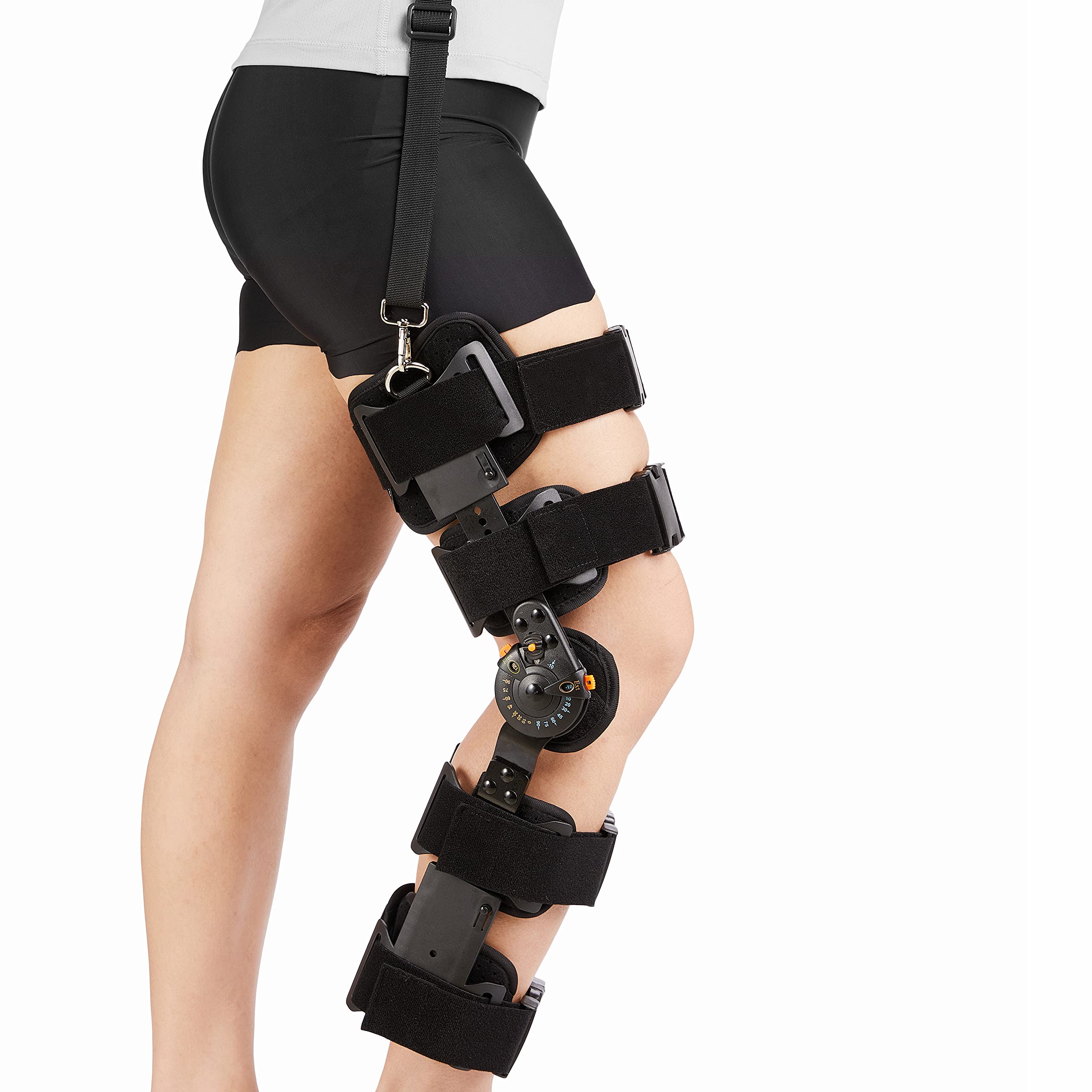 Nvorliy ROM Knee Brace with Shoulder Strap Post Op Hinged