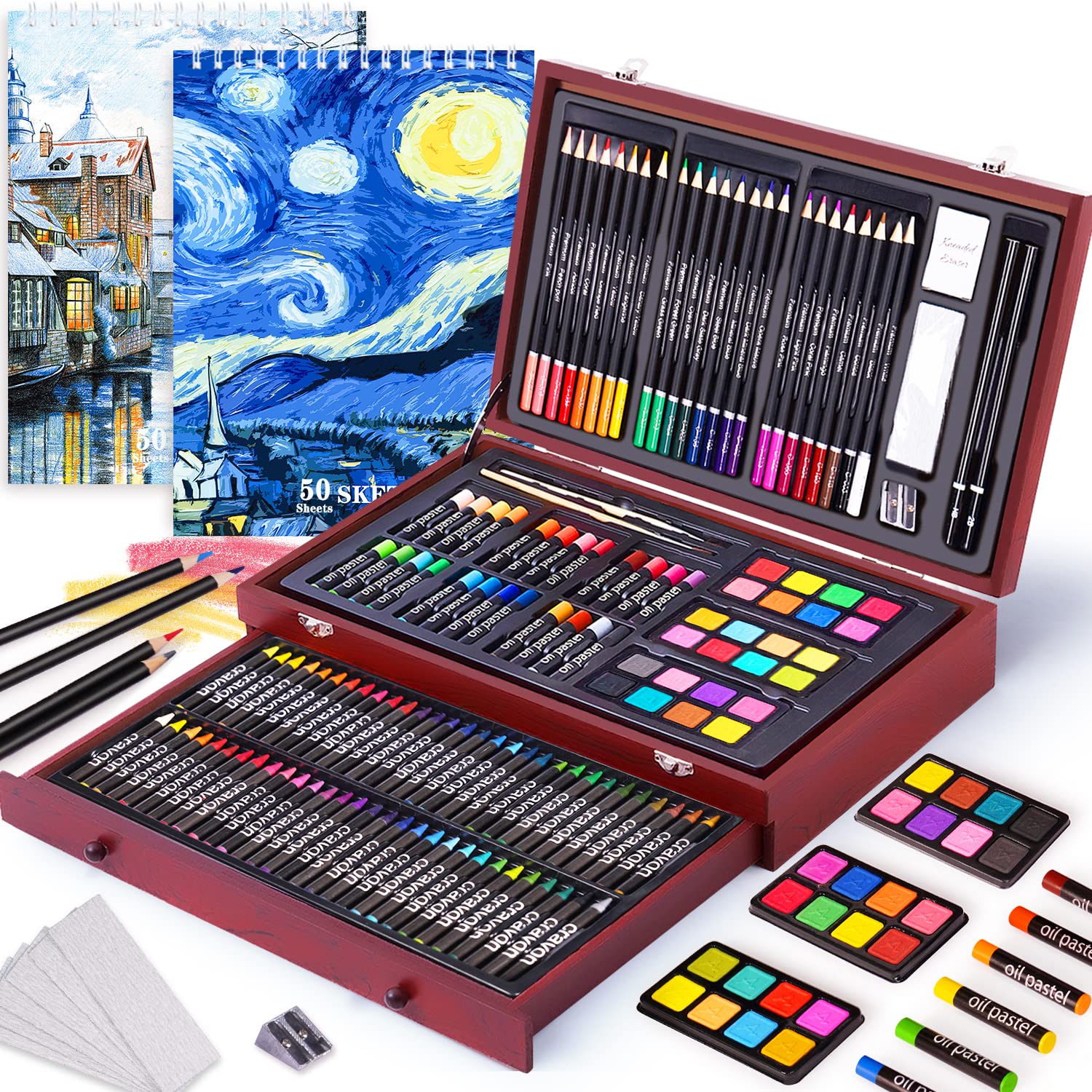 Professional Art Set 85 Piece with 3 x 50 Page Drawing Pad, Deluxe