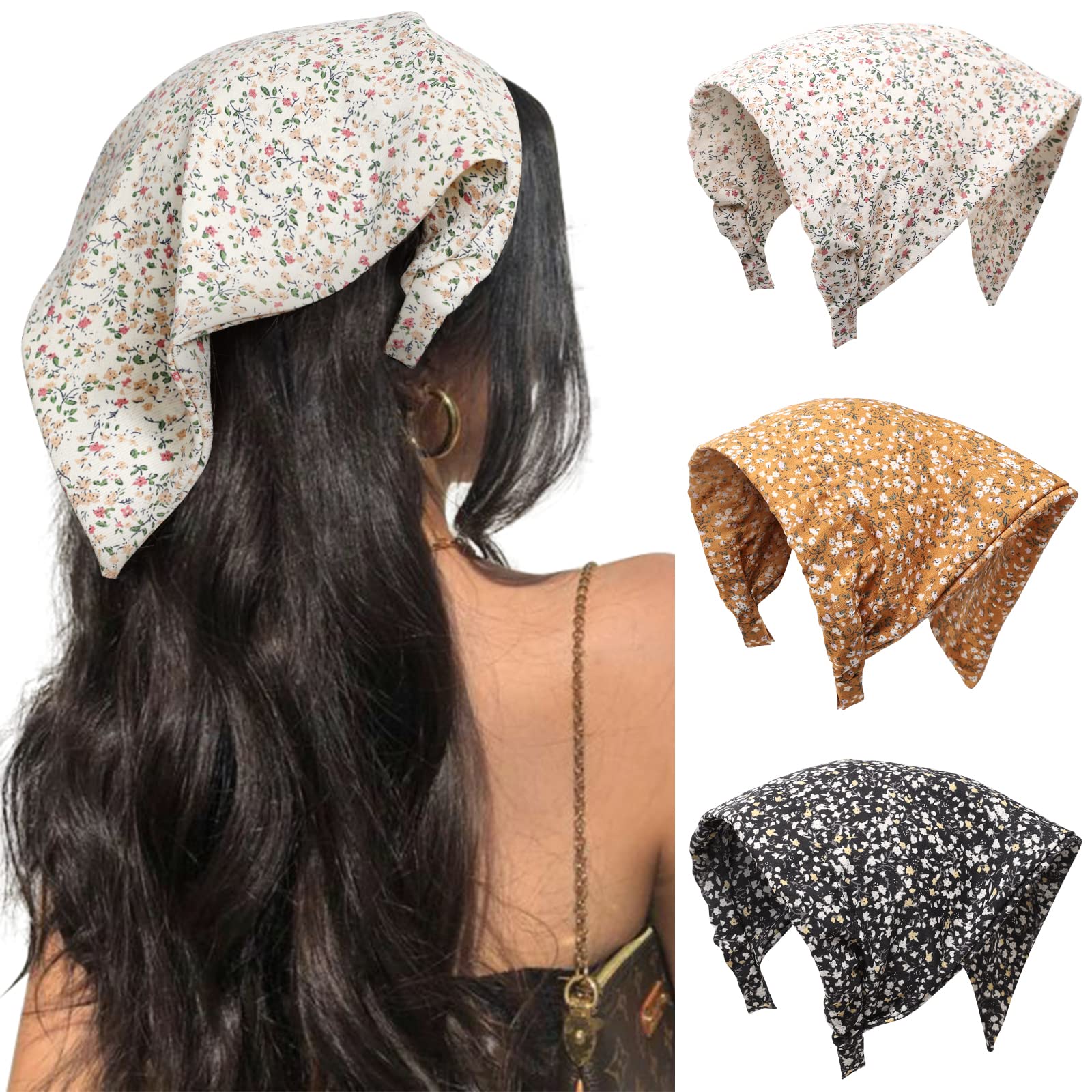 3-Pack Floral Chiffon Head Scarf Bandana Hair Wrap for Women 81bsw1SKikL.jpg main image 3