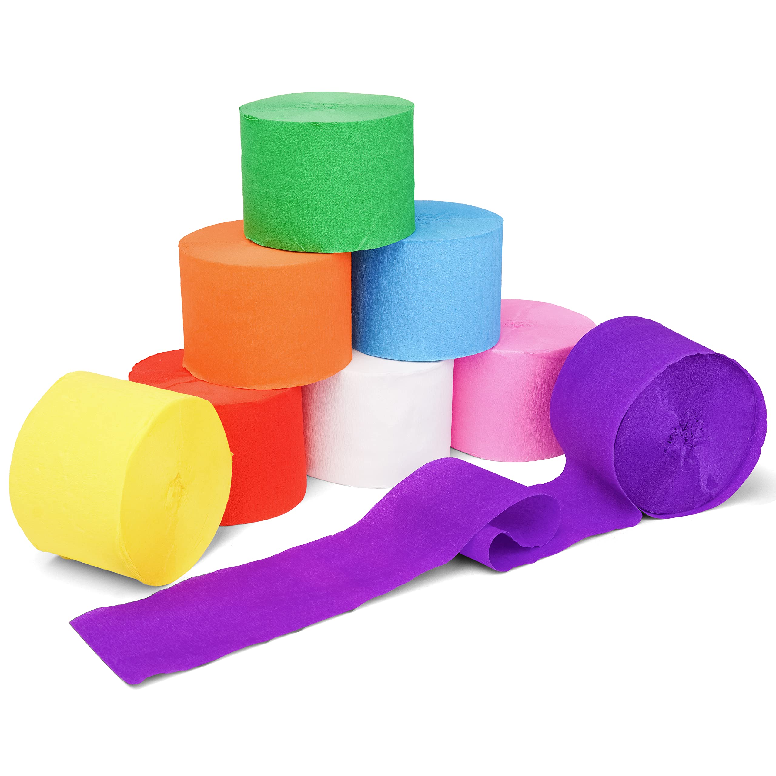  Crepe Paper Streamers (656ft x 1.8inch) - 8 Rolls & 8