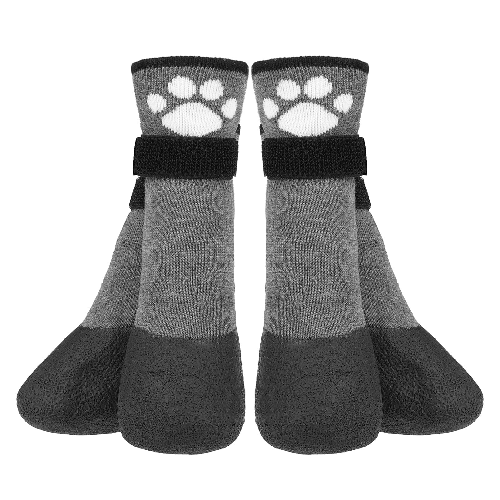 BEAUTYZOO Anti Slip Dog Socks Boots ,Waterproof Grip Bottom Dogs Booties  Paw Protector for Hardwood Floor, Prevent Licking Adjustable Straps Socks  for Small Medium Large Dogs Puppy Senior Old Grey Large