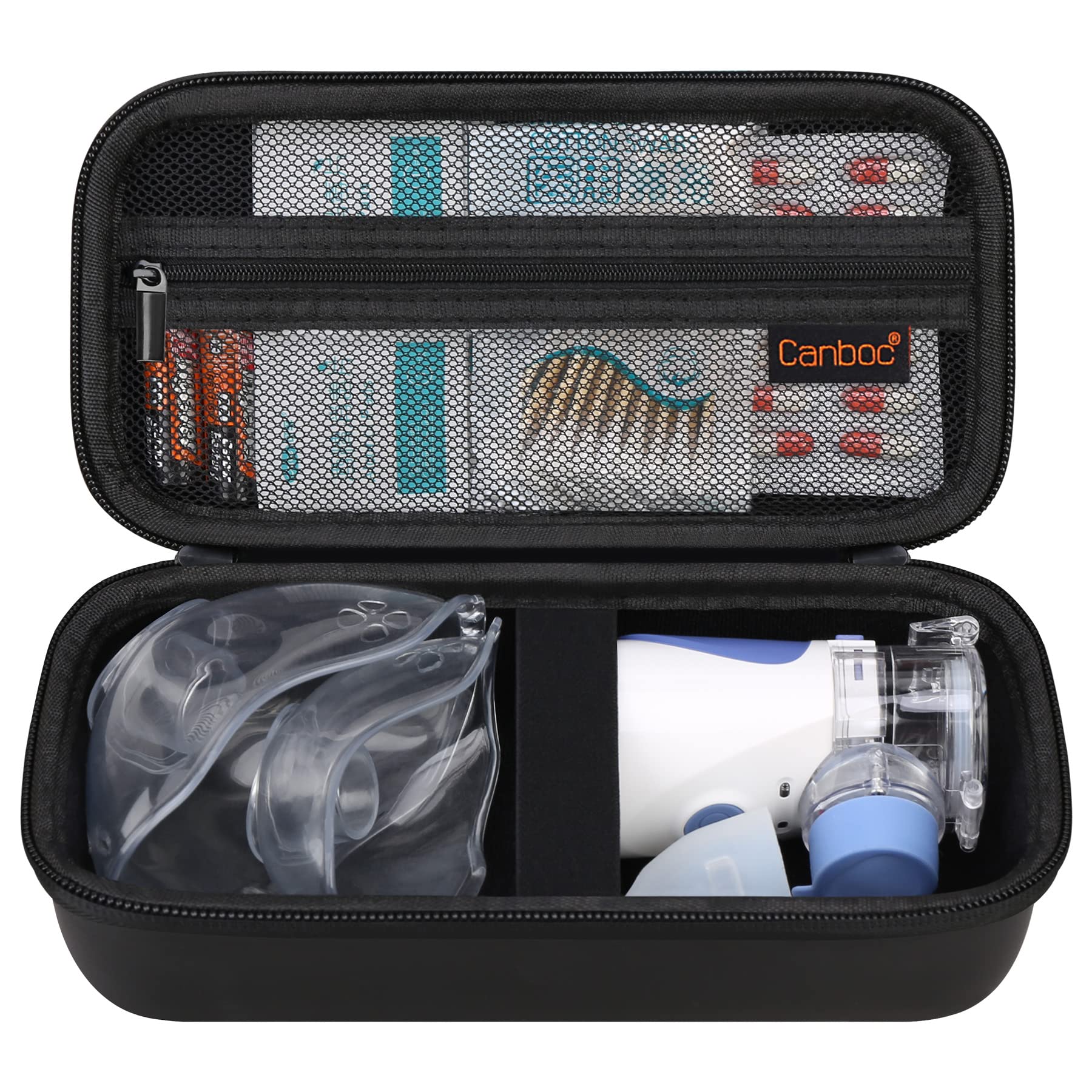 Canboc Hard Travel Case for Portable Nebulizer Machine for Adults and Kids  Handheld Nebulizer Bag Mesh Pocket fit Medication or Other Essentials Black  (Case Only)