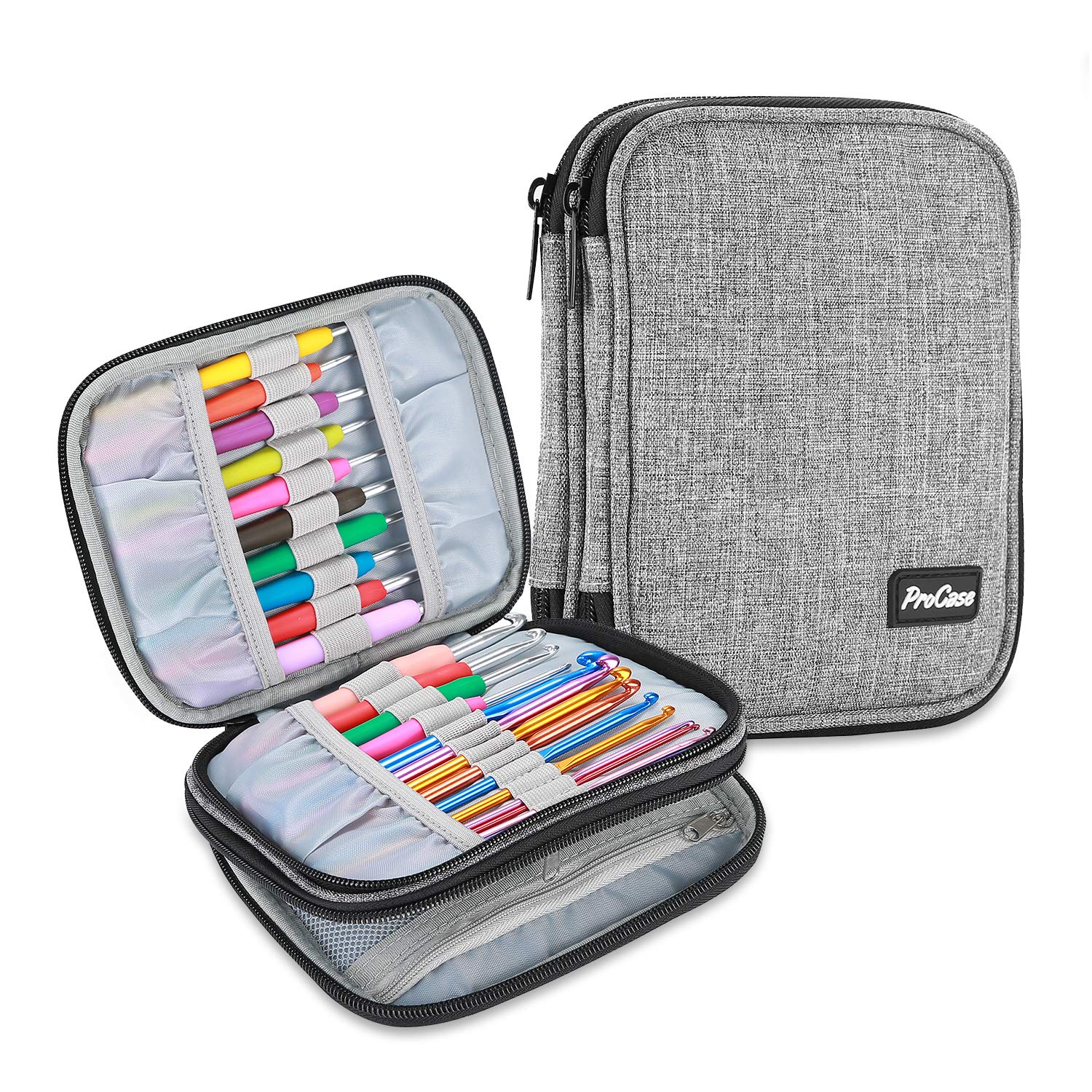 ProCase Crochet Hook Case (up to 6.5 Inches) Travel Organizer Zipper Bag  for Various Crochet Hooks