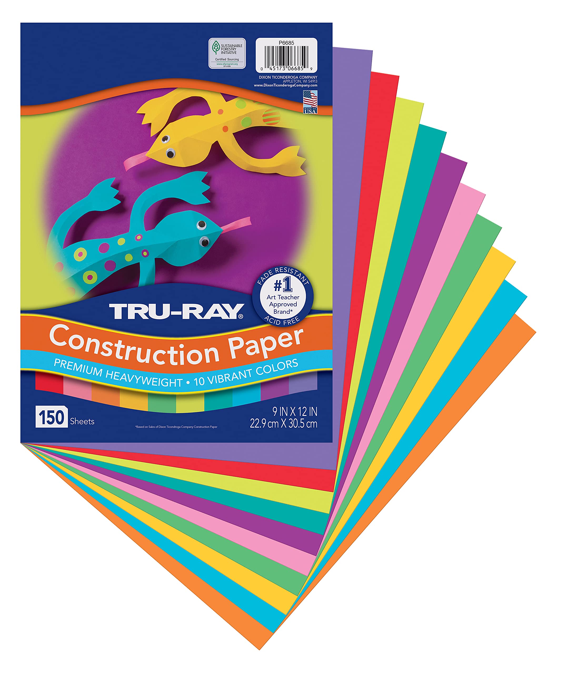 Pacon Tru-Ray Construction Paper - 9 x 12, Assorted Hot Colors, 50 Sheets