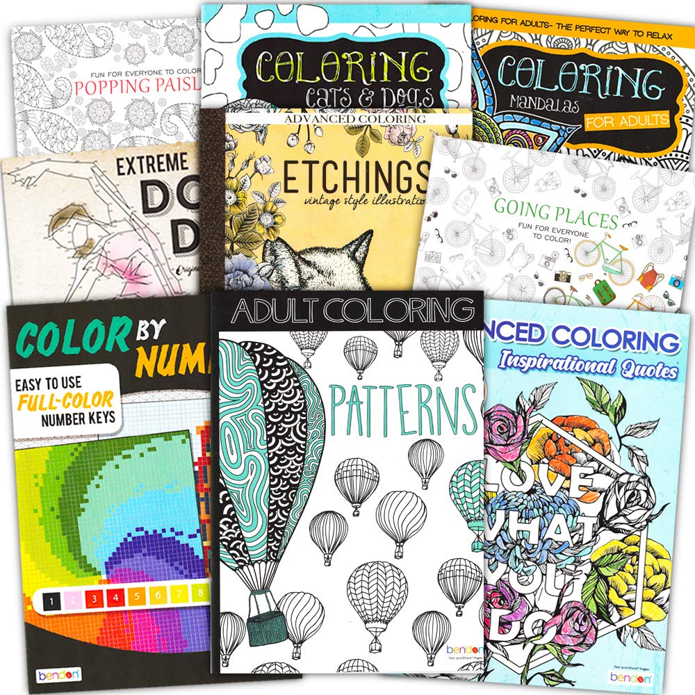 10 Pack Adult Coloring Book Super Set - Bundle with 10 Adult Coloring Books  for Women, Men Featuring Mandalas and More | Advanced Coloring Books Bulk