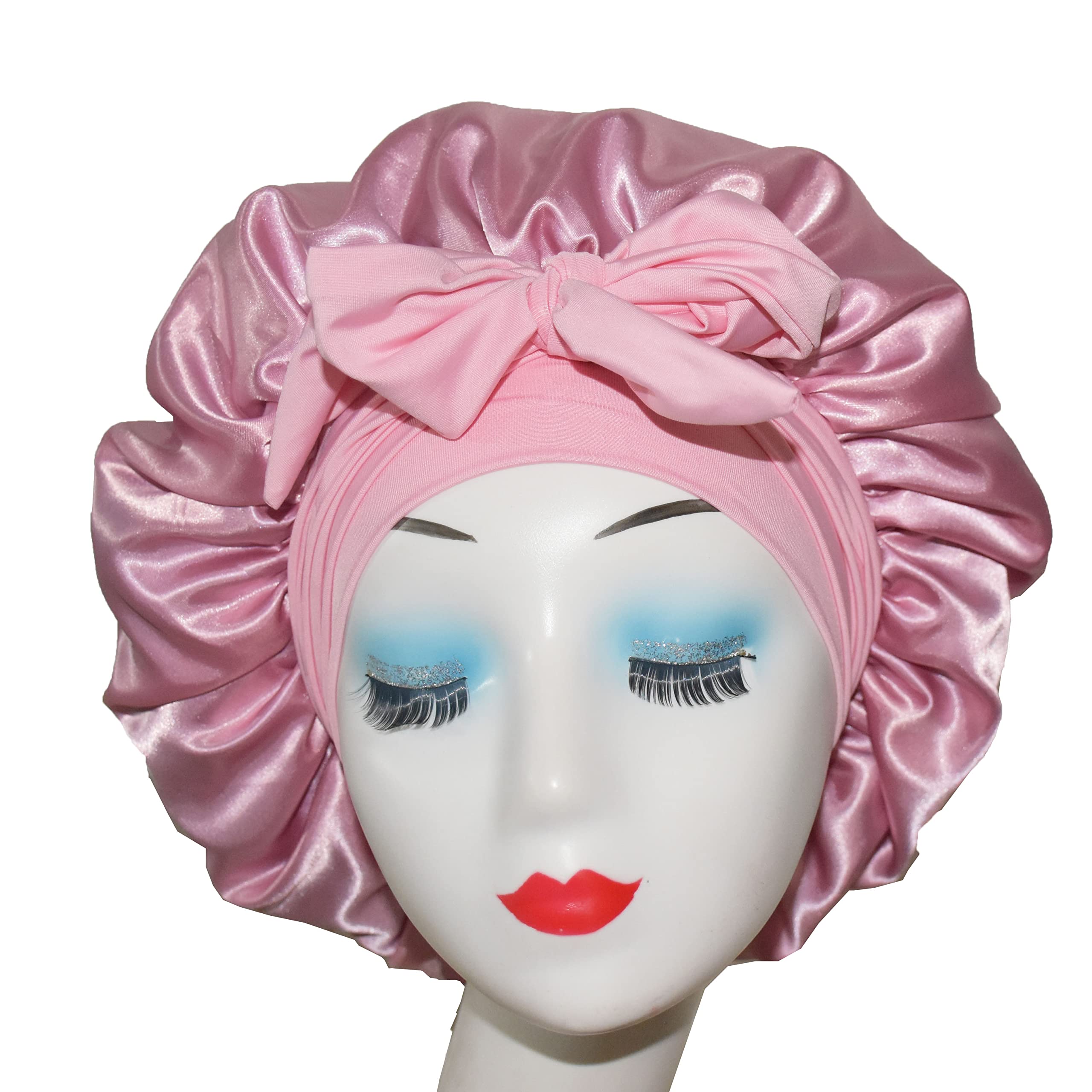 BONNET QUEEN Silk Bonnet for Sleeping Tie Bonnet Satin Bonnet with Tie Band  Hair Bonnet for Sleeping Night Sleep Hair wrap for Women Curly Hair Rose