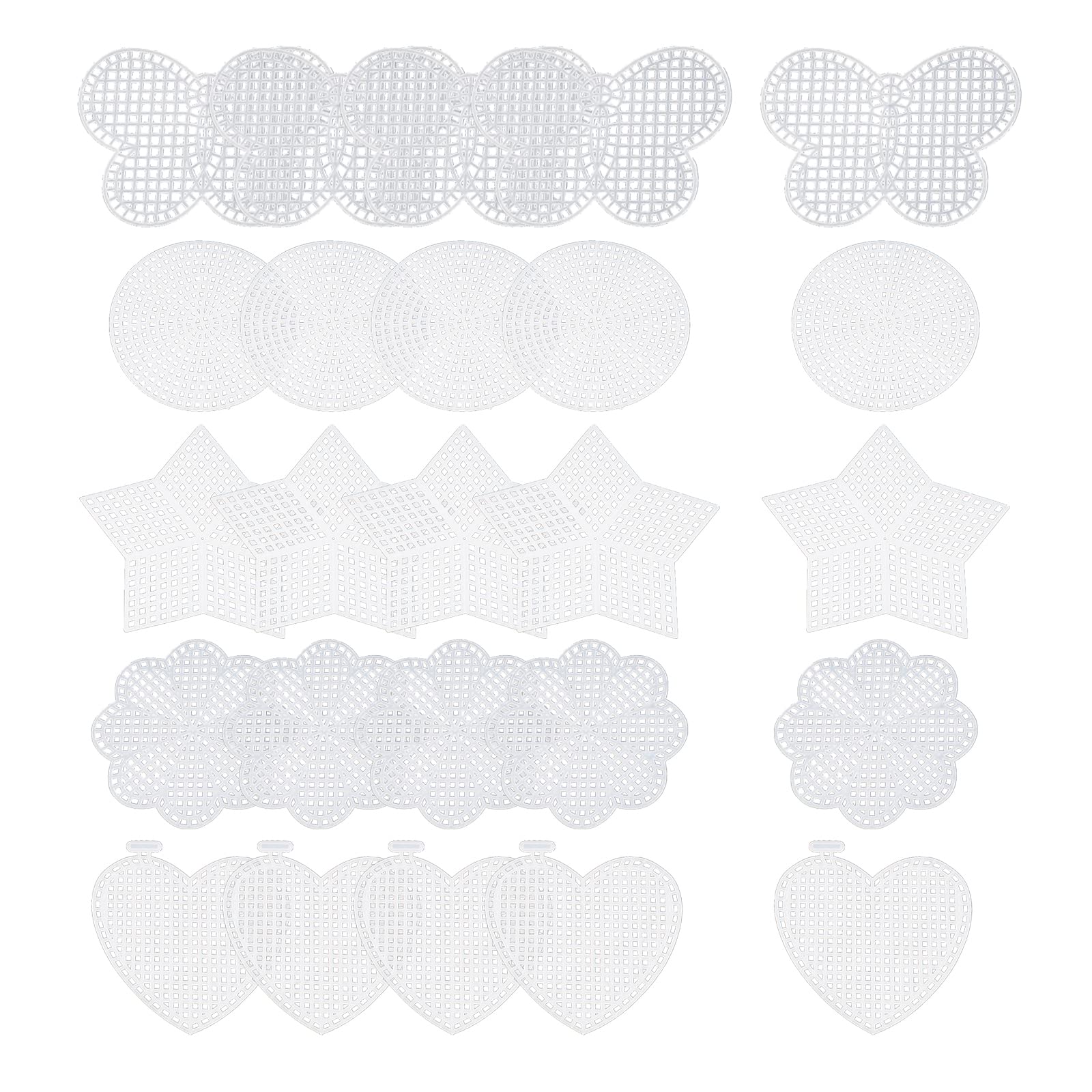 MY MIRONEY Mesh Plastic Canvas Kits 25 Pieces 5 Shapes Blank Mesh