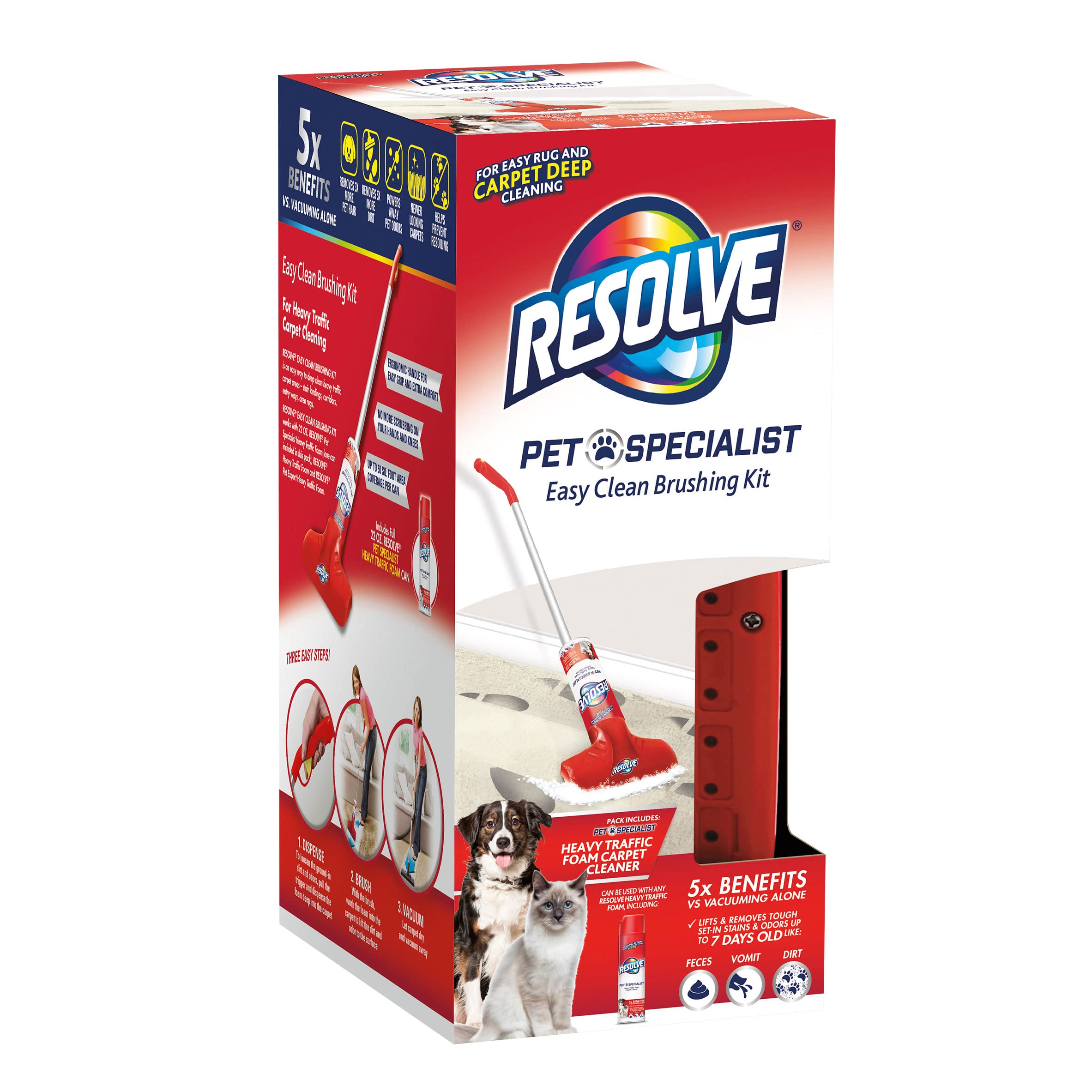 Resolve Pet Specialist Easy Clean Brushing Kit includes Heavy Traffic Foam  Carpet Cleaner, 22oz