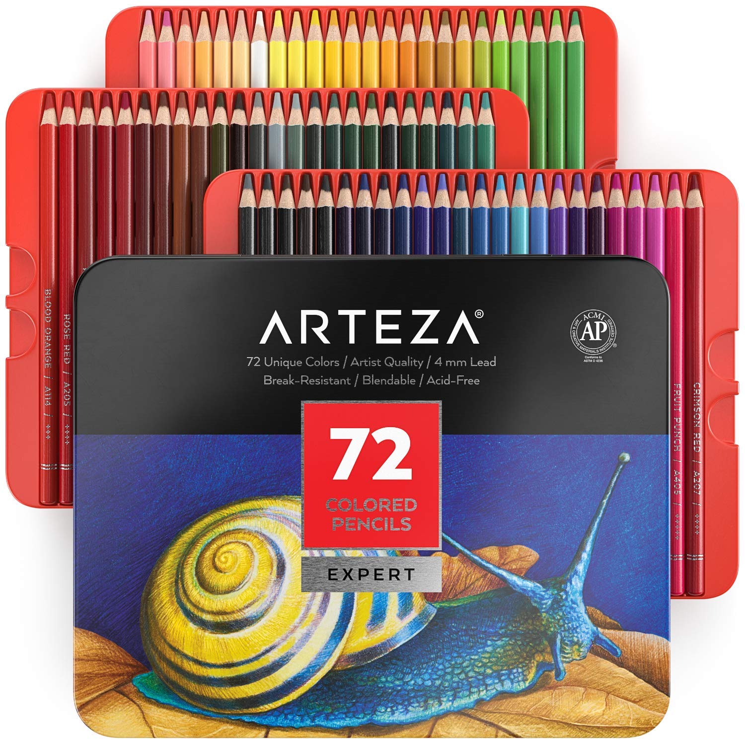 Arteza Colored Pencils 72 Professional Drawing Pencils Soft Wax-Based Cores Art  Supplies for Sketching Shading Vibrant Coloring Pencils for Beginners & Pro  in Tin Box 72 Count (Pack of 1)
