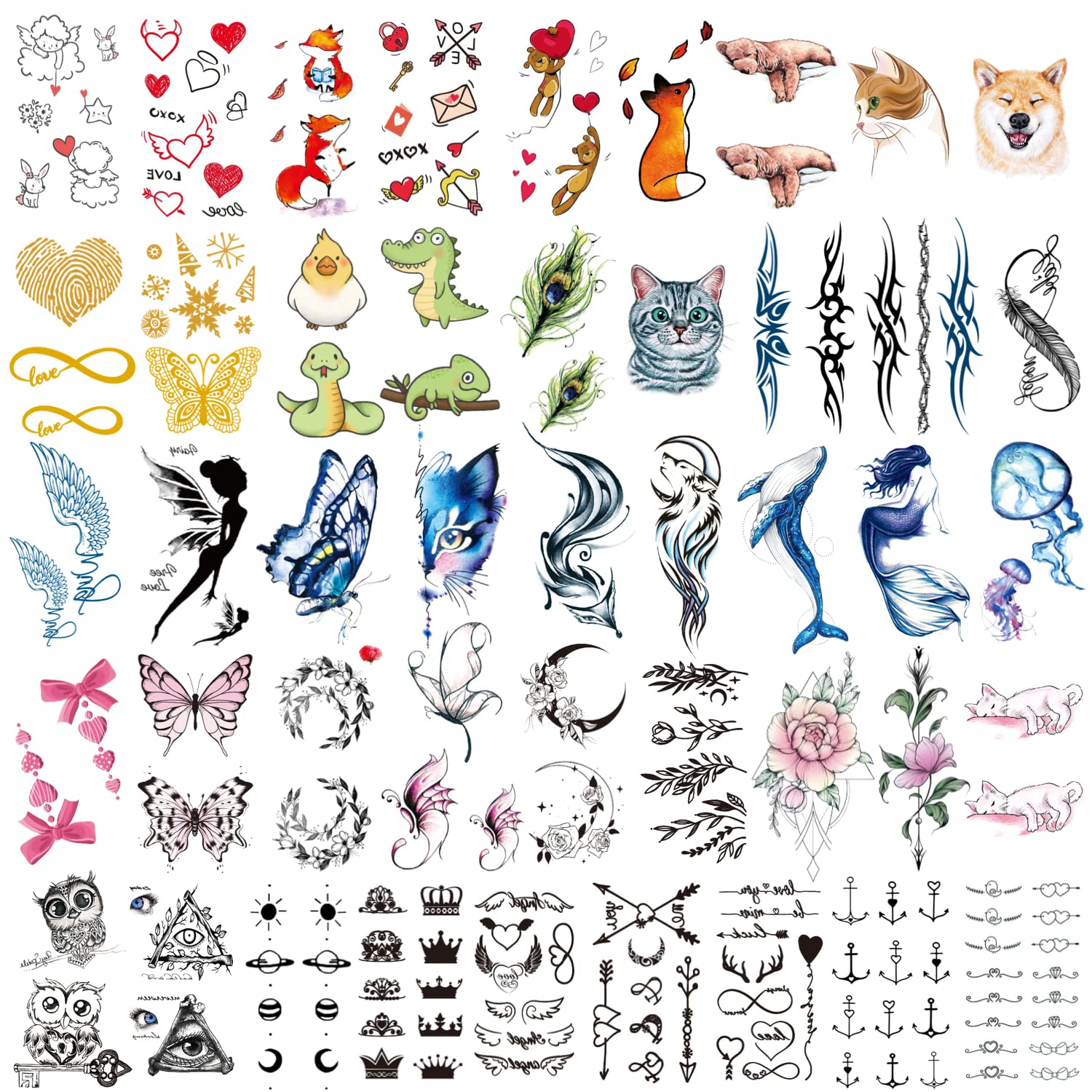 Wyuen 24 Sheets Wolf Temporary Tattoo Sticker Women Men Animal Tattoos Body  Art Waterproof Hand Fake Sticker (W24-01)