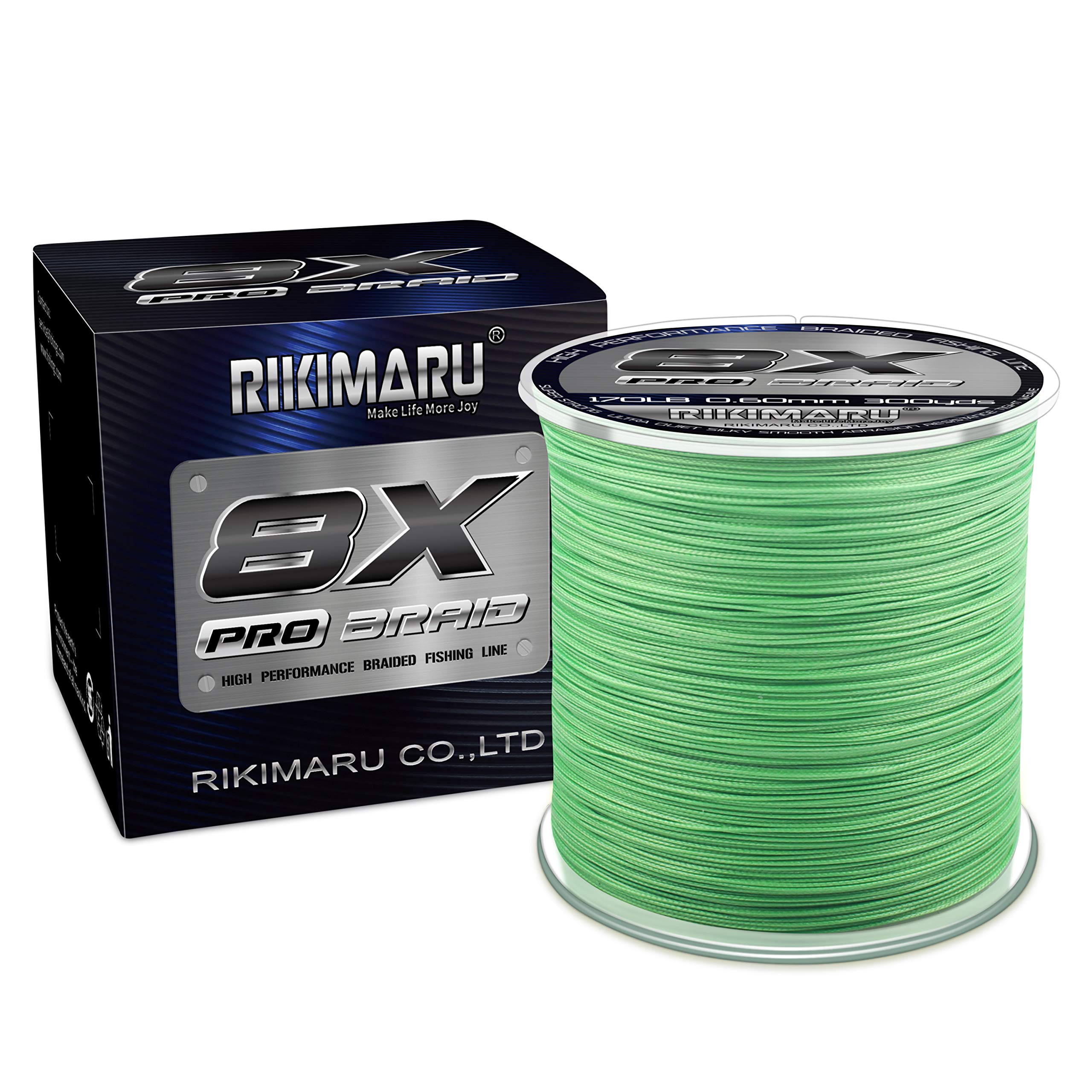 Rikimaru 8X Pro Braid Fishing Line 6LB-170LB, 300yds-1000yds  Fluo-Green,Lemon Yellow,Plum Pink