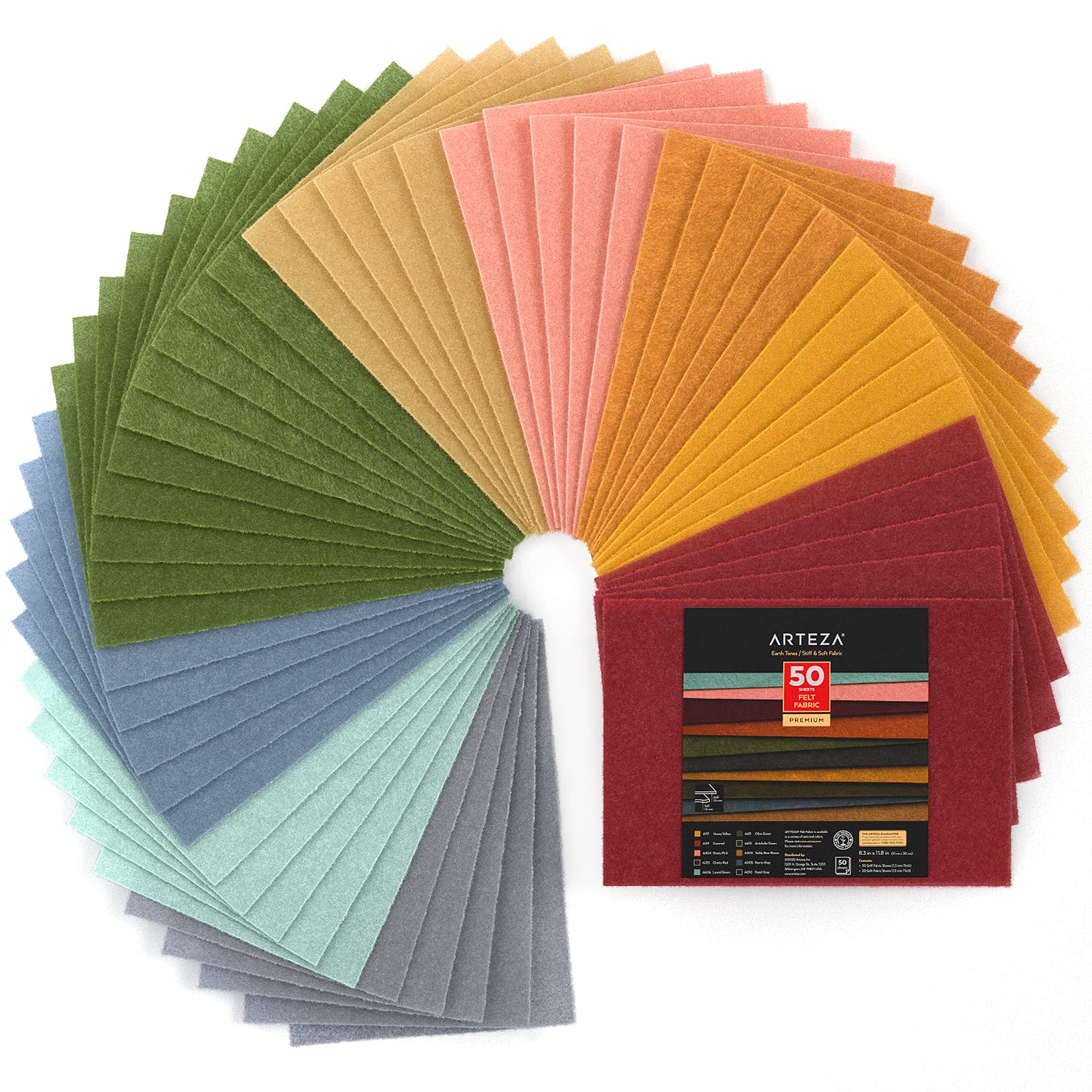 Craft Stiff Felt Squares - 8 x 8 Inch - 36 Pack - 12 Colors 3 of Each Color  