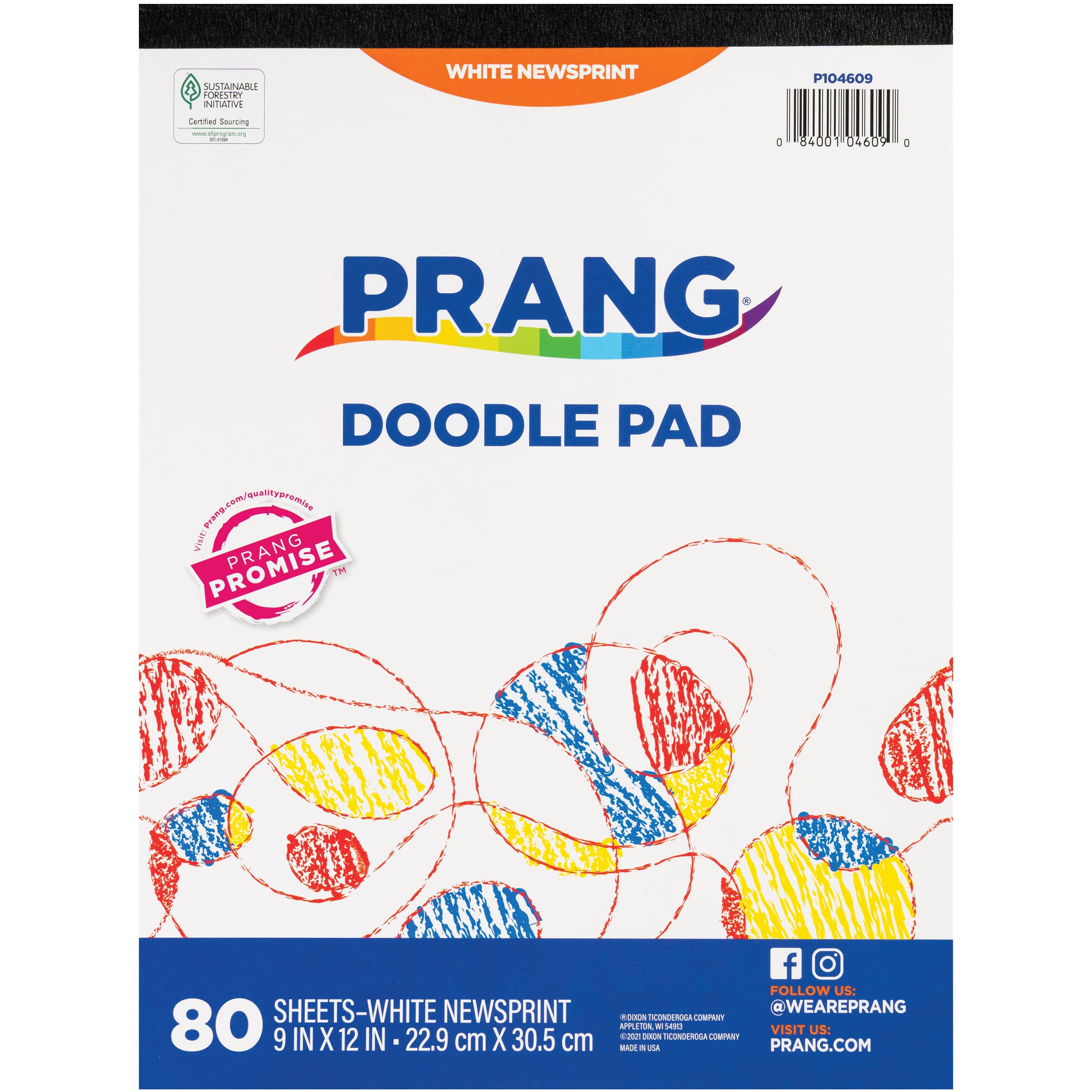 Prang (Formerly Art Street) Doodle Paper Pad, White, 9 x 12, 80 Sheets