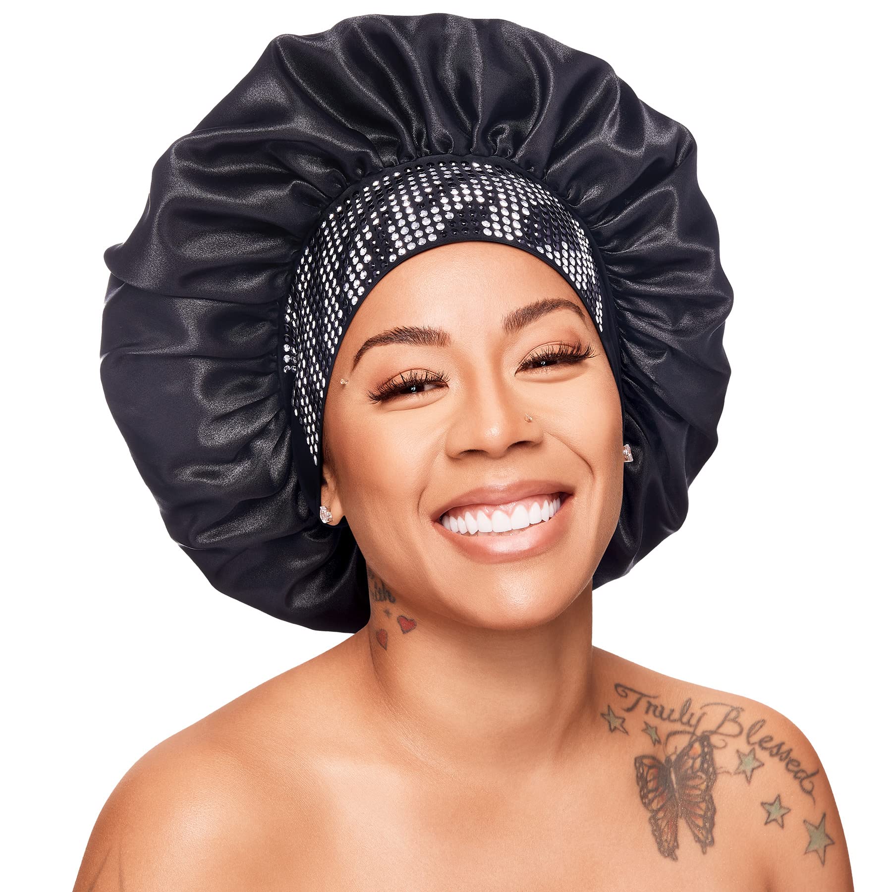 Silky Satin Bonnet Cap - Black – KISS Colors & Care