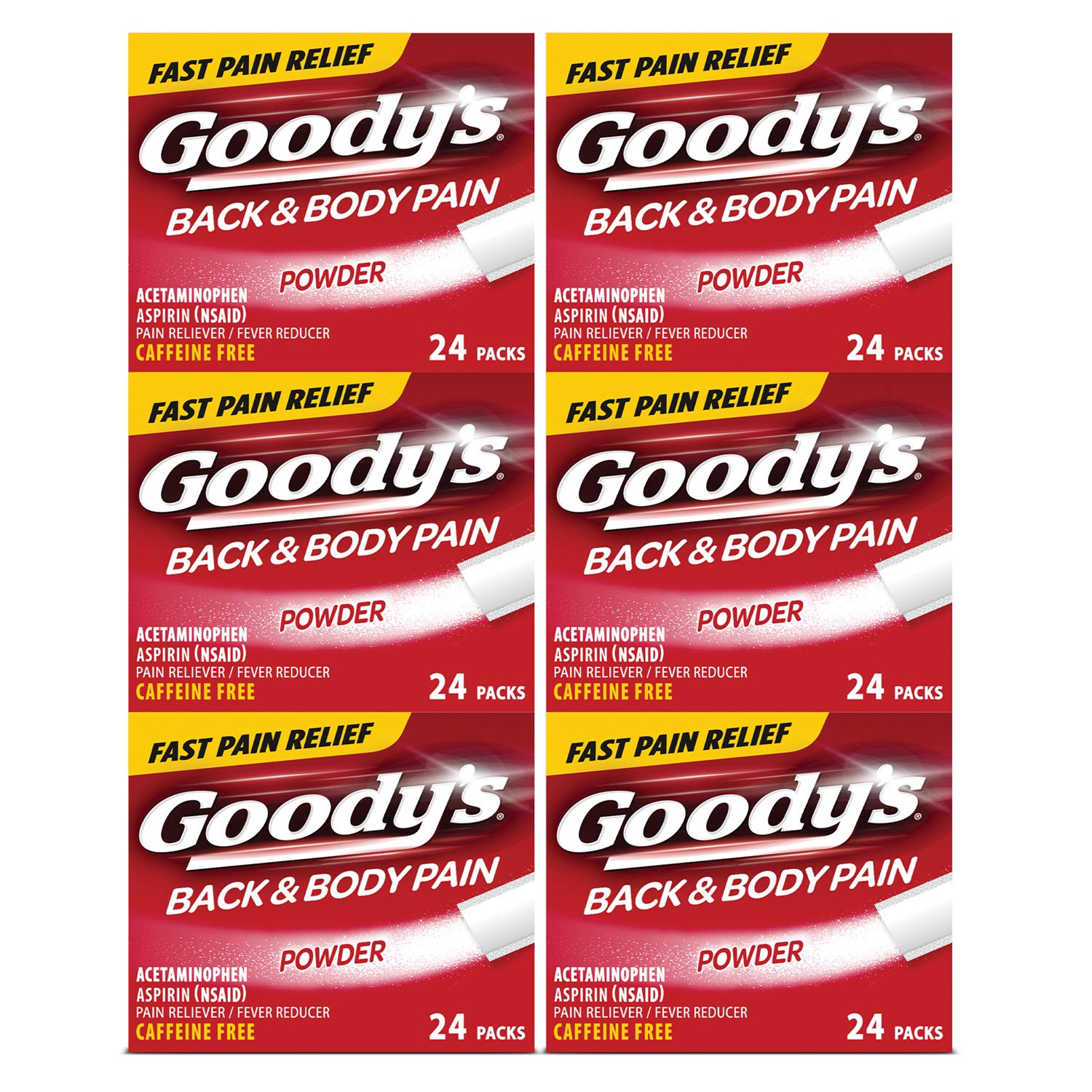 Goody's Back and Body Pain Relief Powder 24 Count 6 Pack