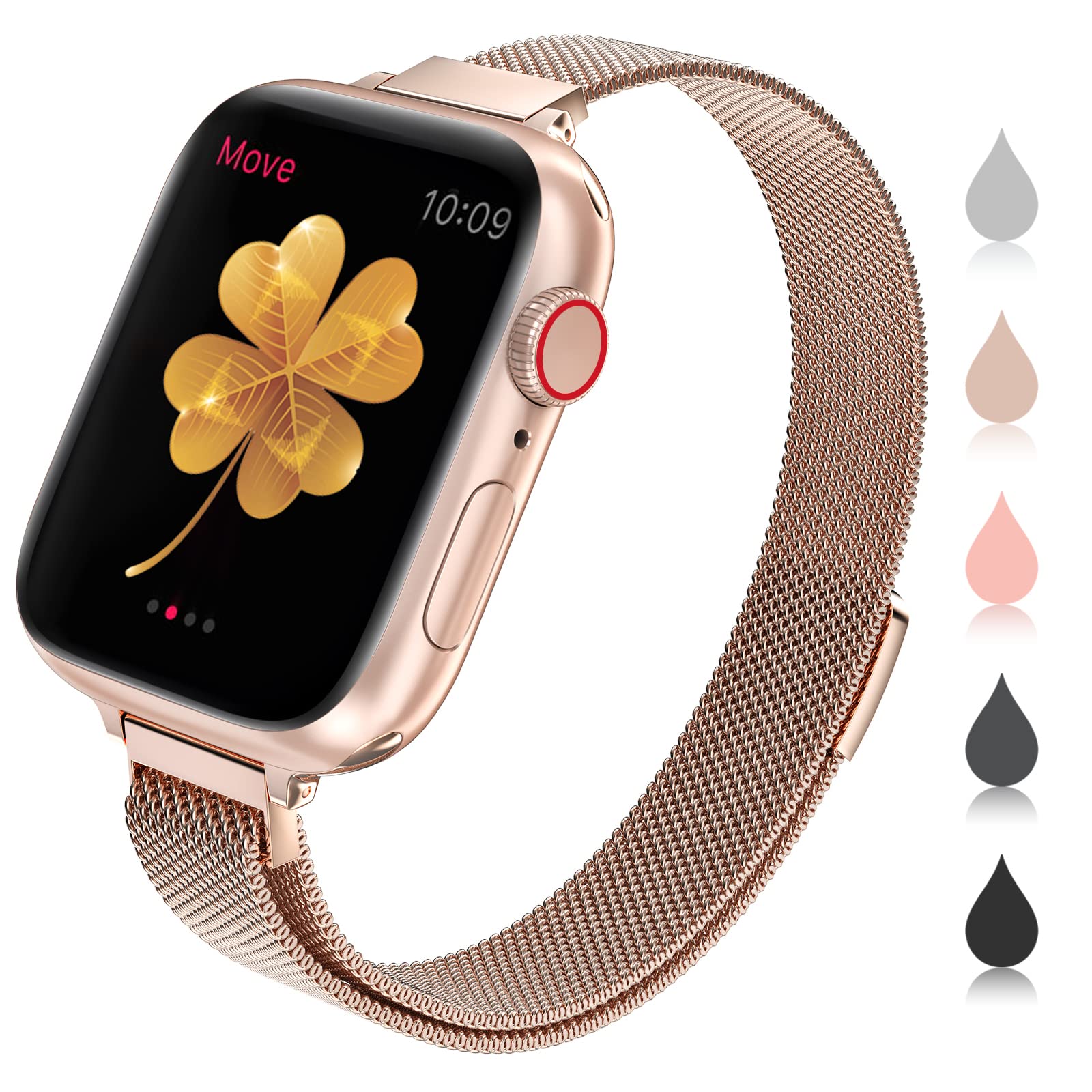  VSANT Compatible With Apple Watch Band 38mm 40mm 41mm Women  Girl,Shiny Golden Braided Solo Loop Stretchy Bands Adjustable with  Butterfly Charms for iWatch 1 2 3 4 5 6 7 8 SE : Cell Phones & Accessories