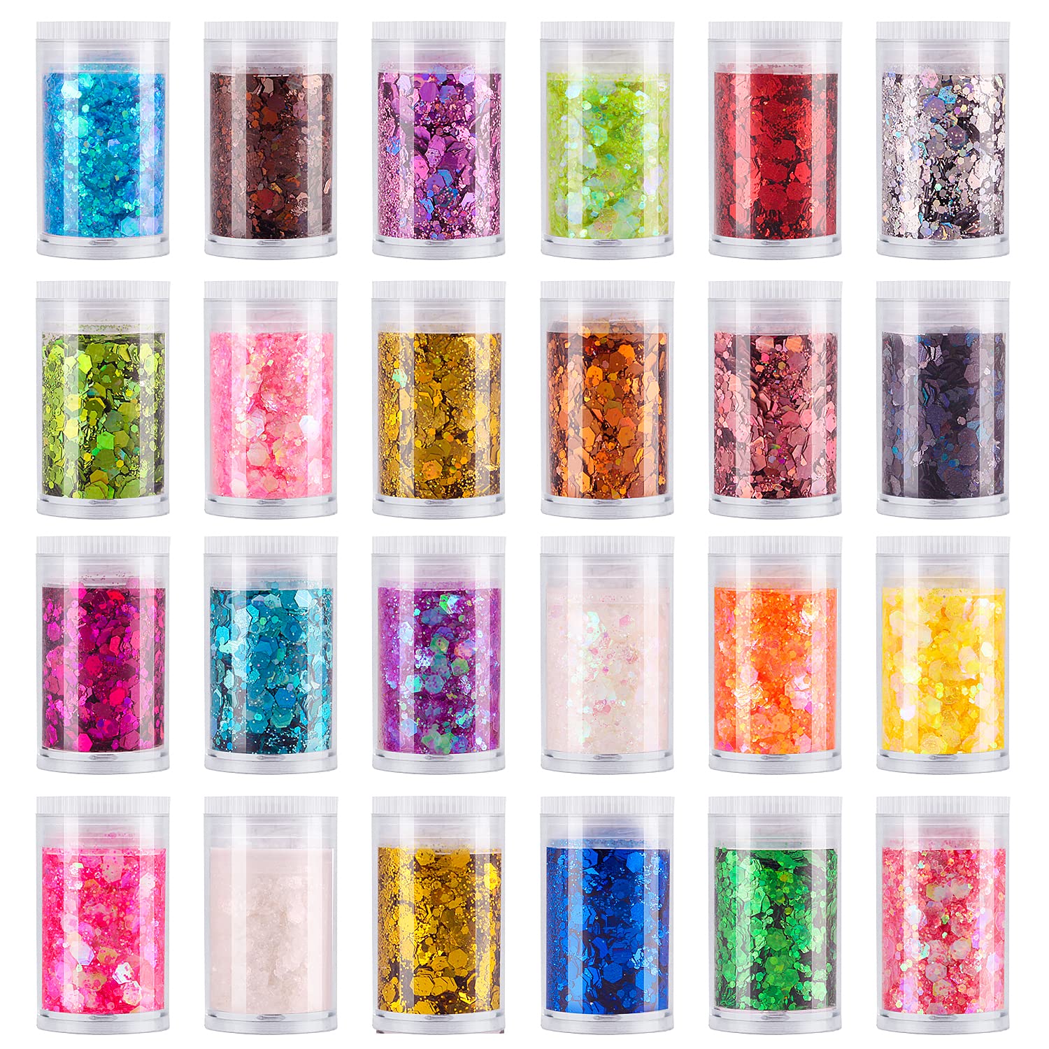 24 Colors Glitter Set, Fine Glitter for Resin, Arts and Craft Supplies  Glitter, Festival Glitter Powder Makeup Glitter, Cosmetic Glitter for Body  Nail