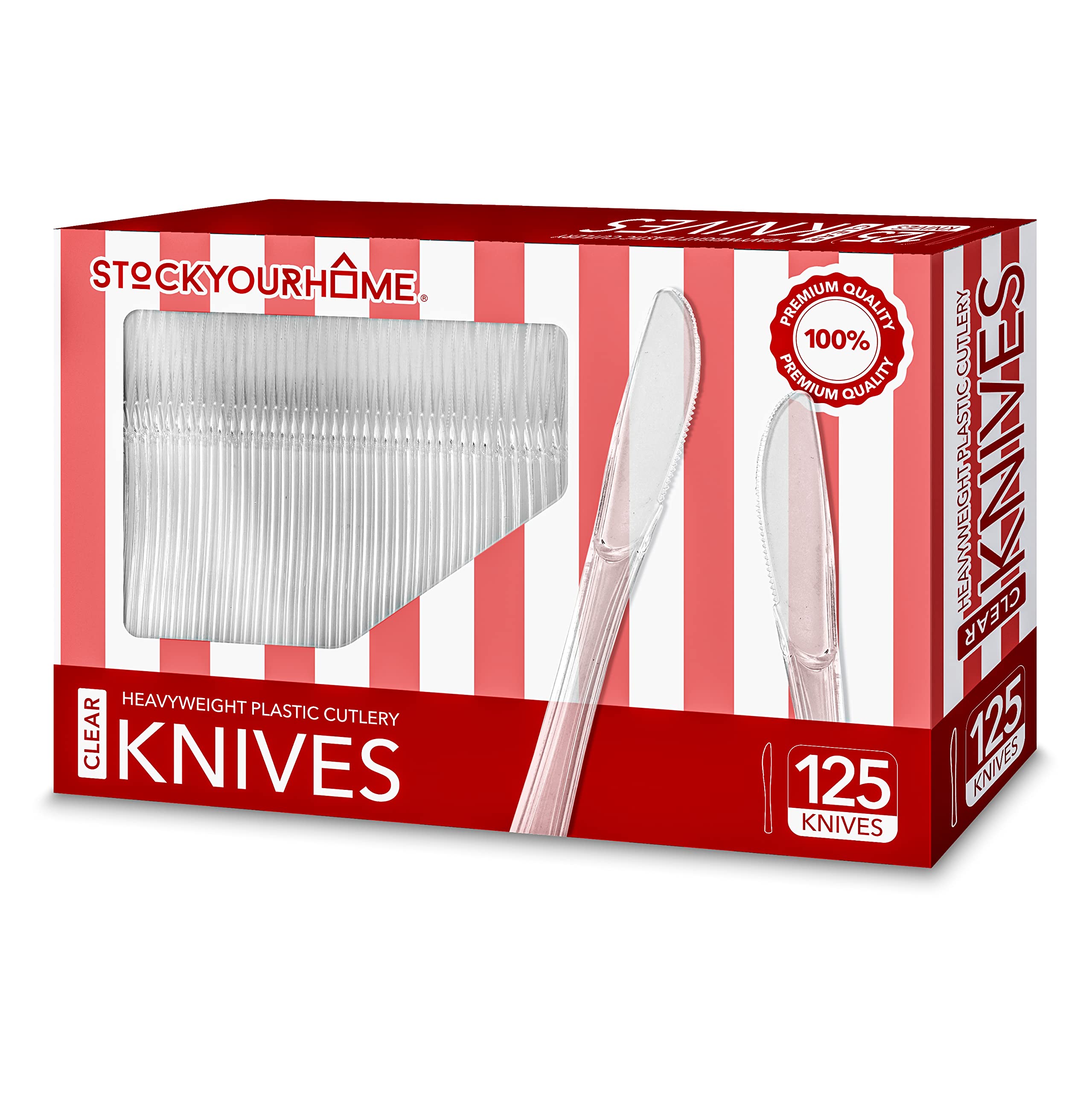 Stock Your Home (125-Count Plastic Knives, Disposable Silverware